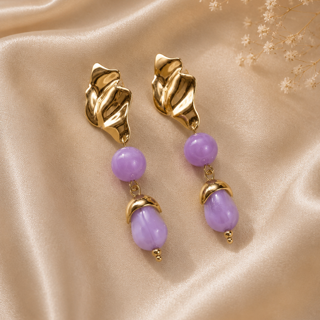 Ατσάλινα Σκουλαρίκια - Pazar Purple Earrings