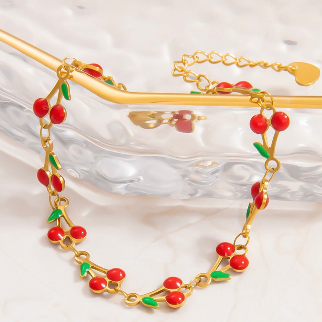 Ατσάλινο Γυναικείο Βραχιόλι - LIttle Cherries Bracelet