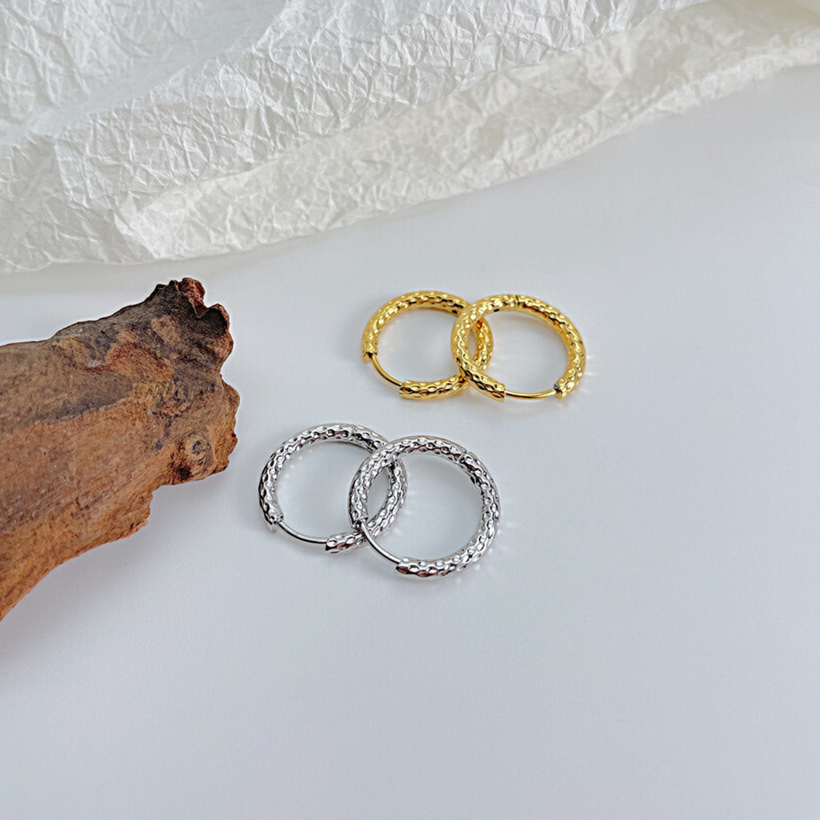 Ατσάλινα Σκουλαρίκια - Kesh Earrings (χρυσό, ασημί)