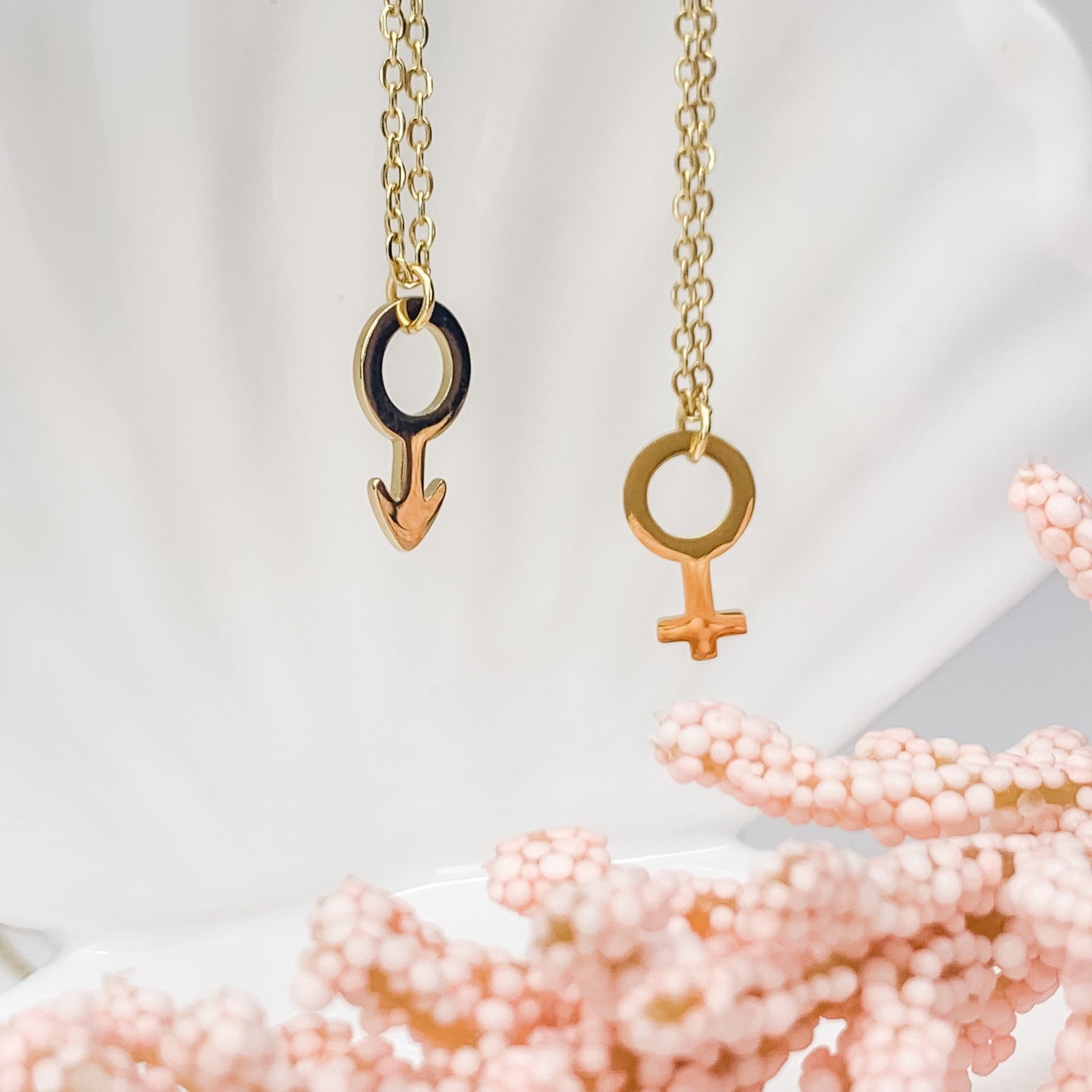 Σετ κολιέ για ζευγάρια - Male Female Set (χρυσό, ασημί)