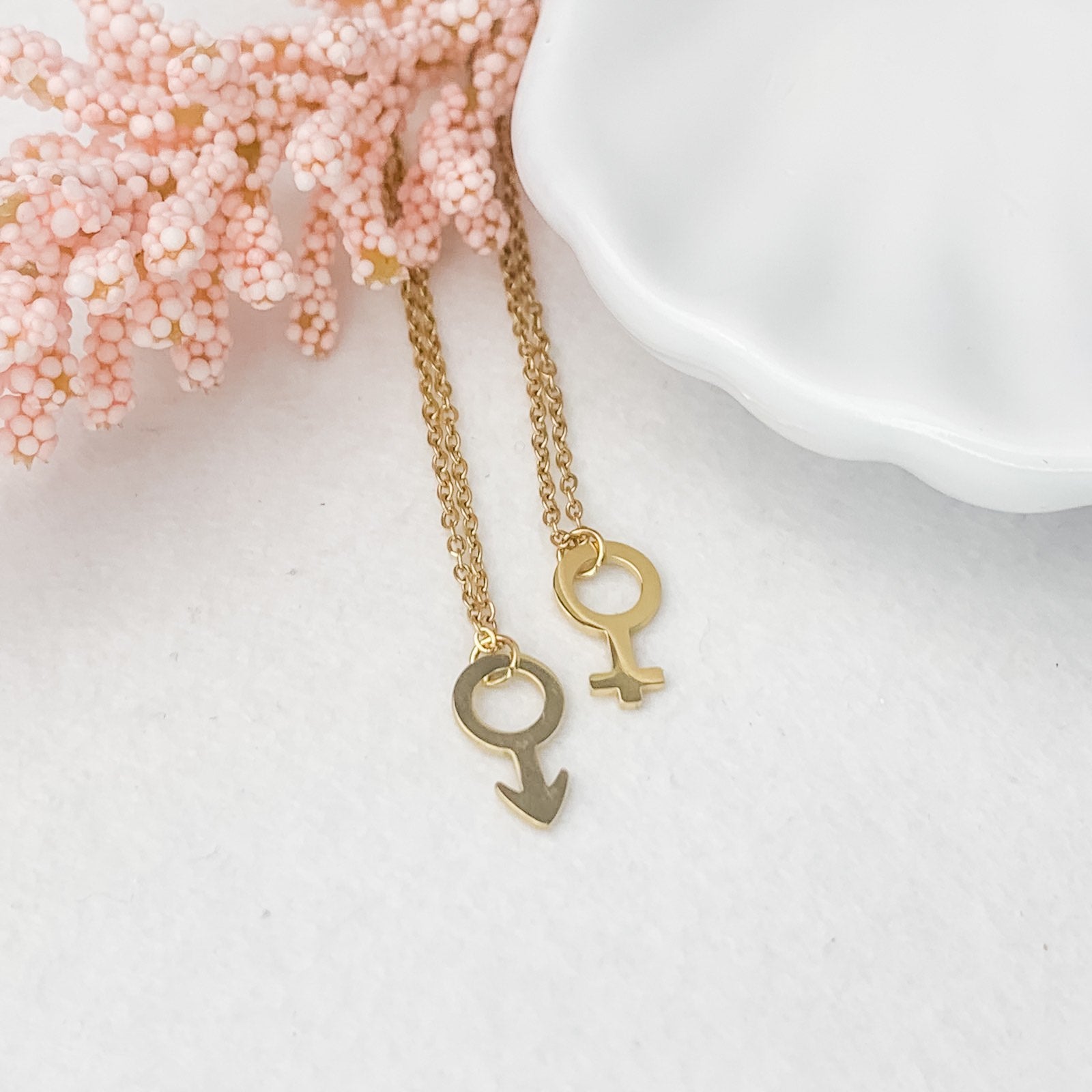 Σετ κολιέ για ζευγάρια - Male Female Set (χρυσό, ασημί)