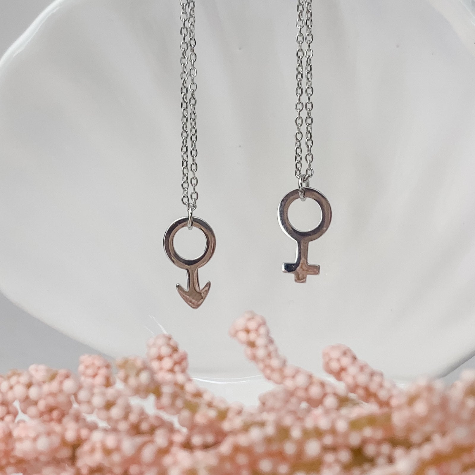 Σετ κολιέ για ζευγάρια - Male Female Set (χρυσό, ασημί)