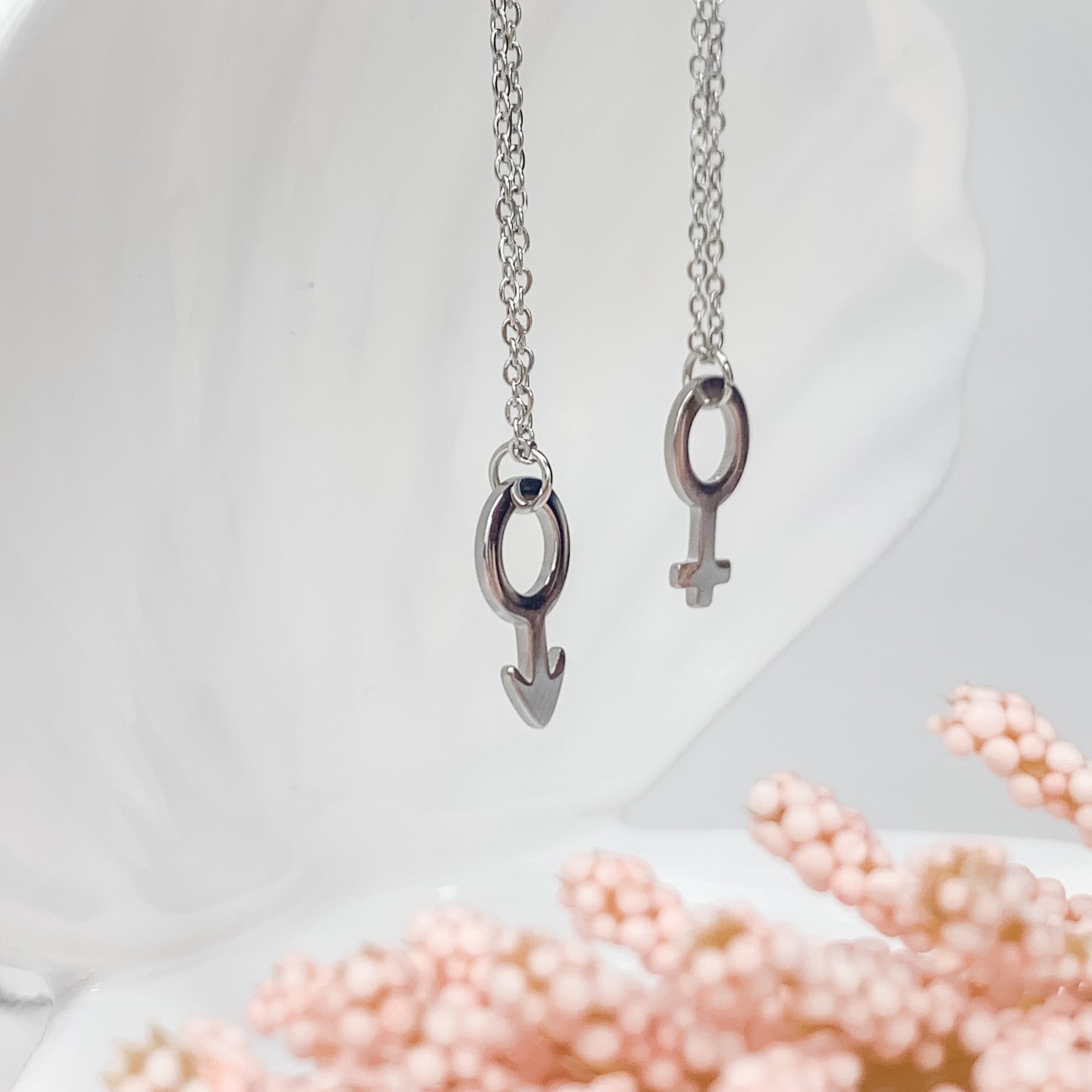Σετ κολιέ για ζευγάρια - Male Female Set (χρυσό, ασημί)