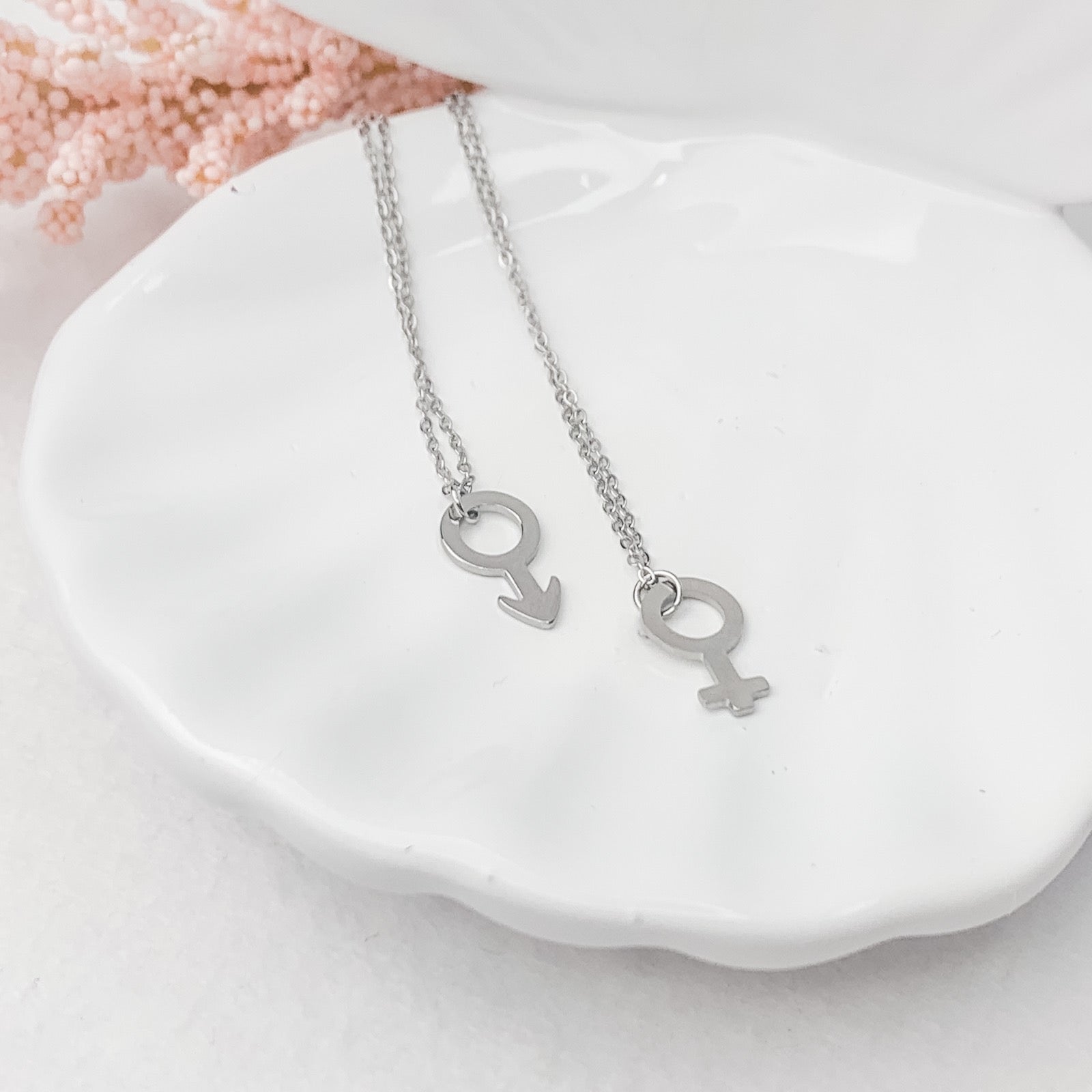 Σετ κολιέ για ζευγάρια - Male Female Set (χρυσό, ασημί)