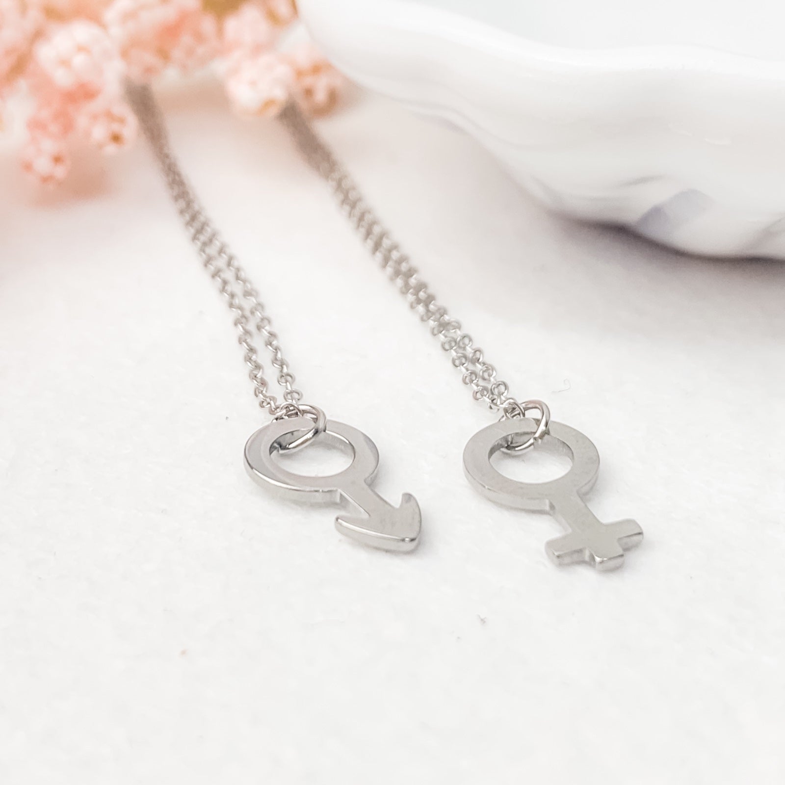 Σετ κολιέ για ζευγάρια - Male Female Set (χρυσό, ασημί)