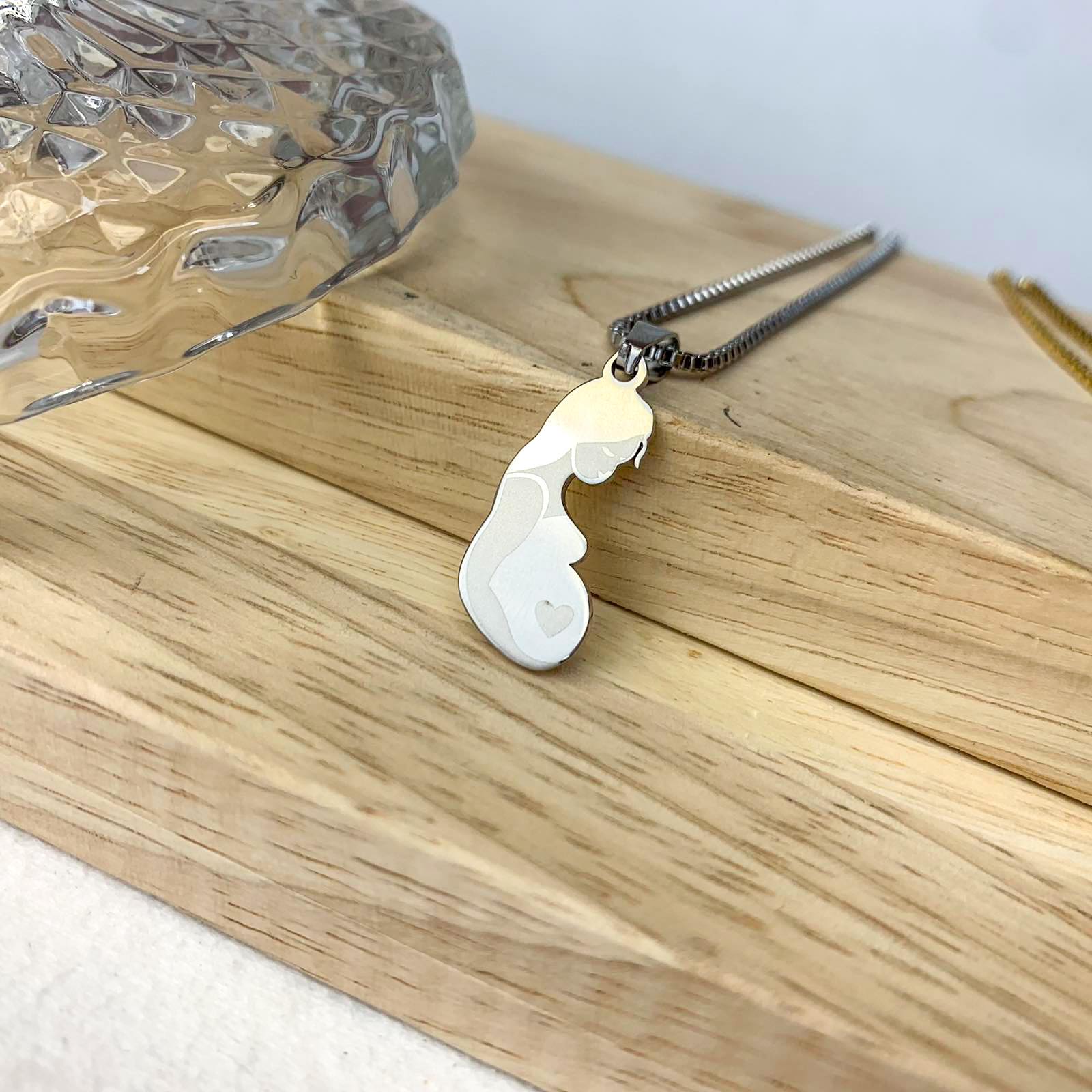 Γυναικείο Ατσάλινο Κολιέ - Pregnant Mama Necklace (χρυσό, ασημί)