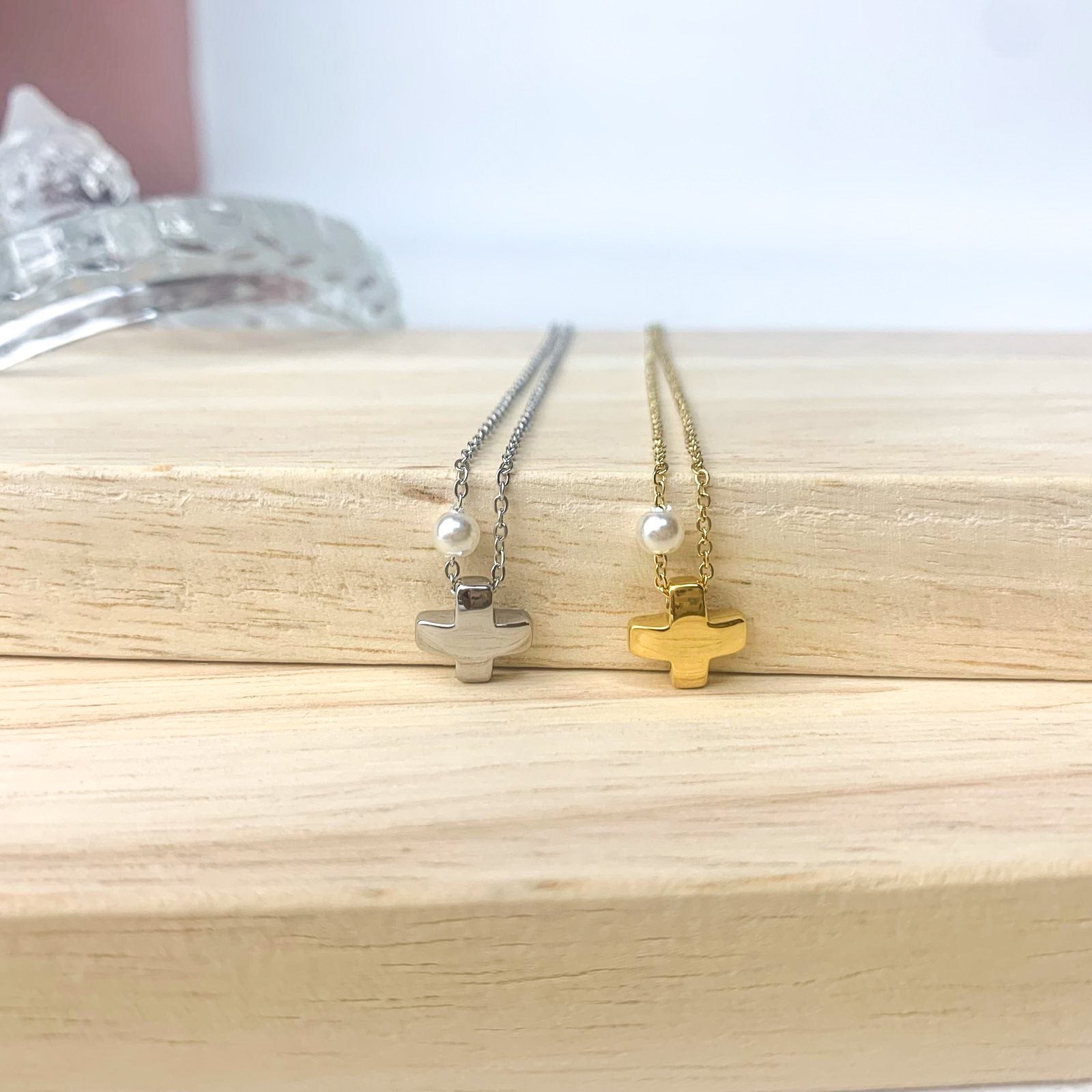 Ατσάλινο Κολιέ Με Σταυρό - Bogo Necklace (χρυσό, ασημί)
