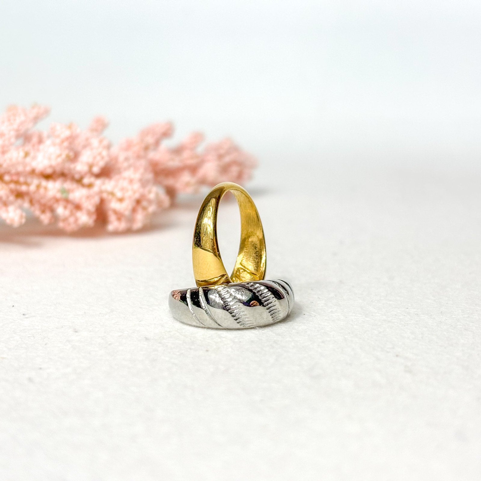 Γυναικείο Ατσάλινο Δαχτυλίδι - Croissant Ring (χρυσό, ασημί)