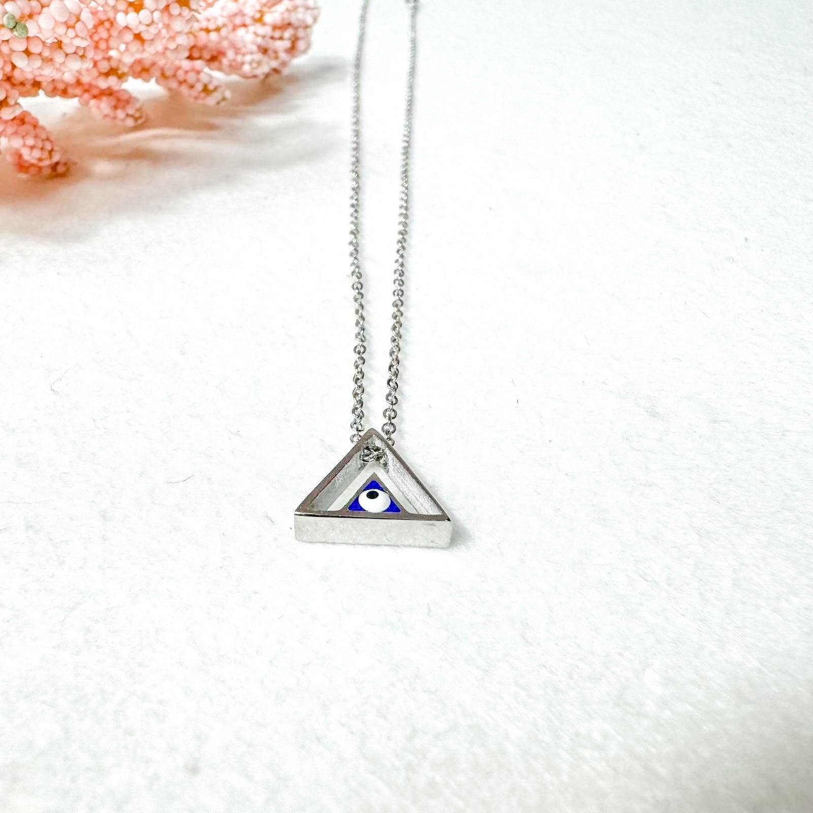 ΑΤΣΑΛΙΝΟ ΚΟΛΙΕ ΜΕ ΜΑΤΙ - TRIANGLE EYE NECKLACE( ΧΡΥΣΟ, ΑΣΗΜΙ)