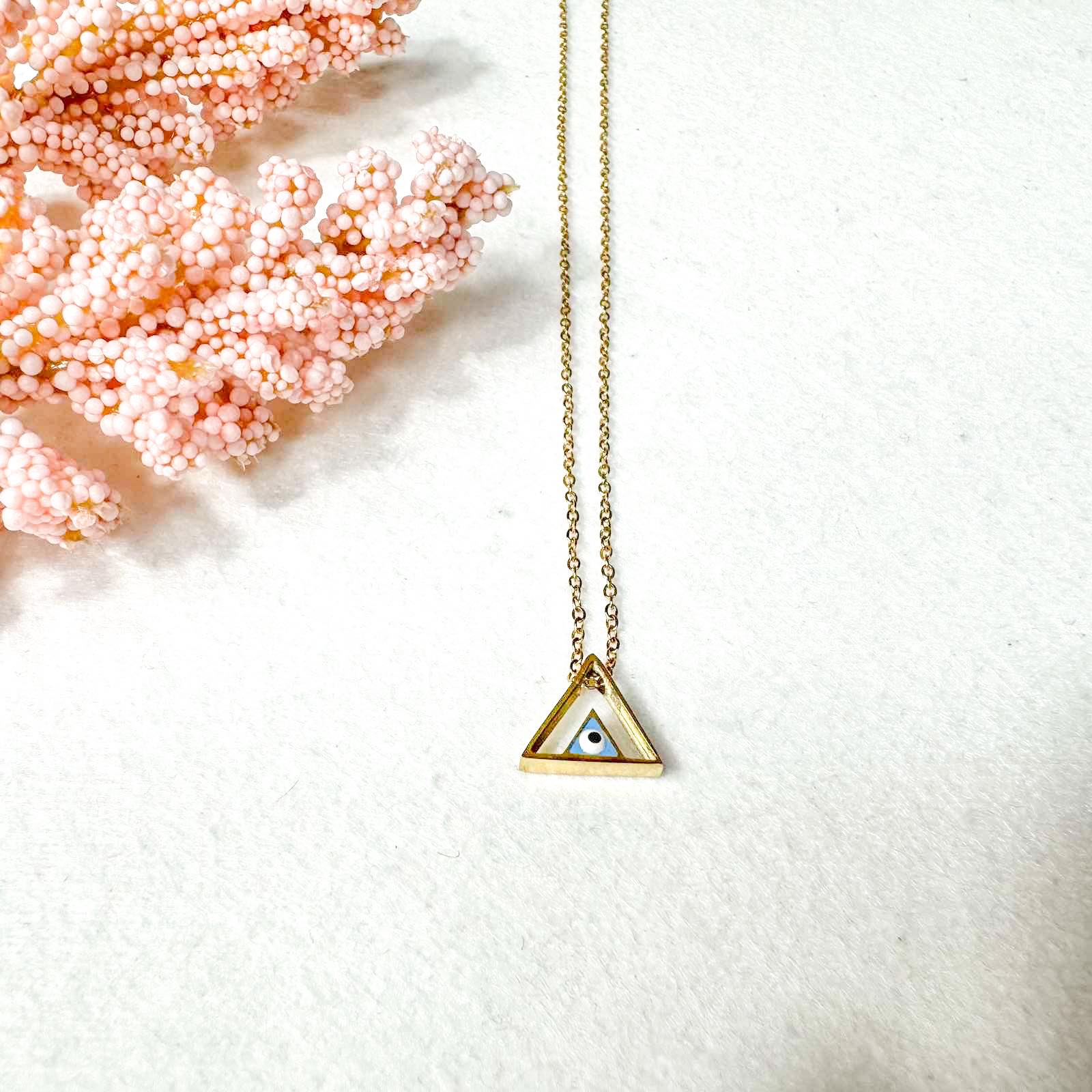 ΑΤΣΑΛΙΝΟ ΚΟΛΙΕ ΜΕ ΜΑΤΙ - TRIANGLE EYE NECKLACE( ΧΡΥΣΟ, ΑΣΗΜΙ)