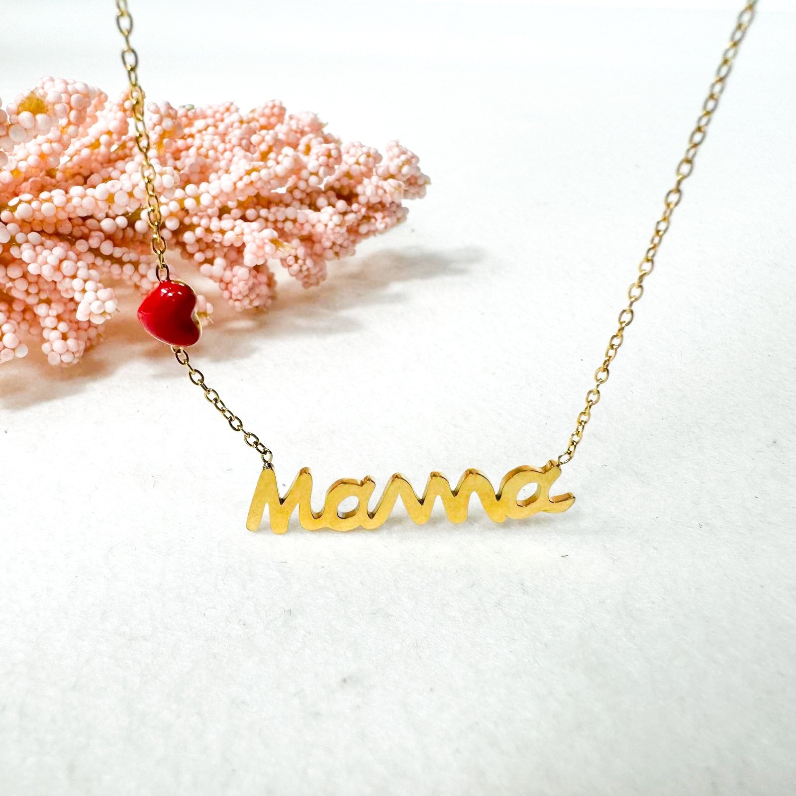Ατσάλινο Κολιέ Μαμά - Red Mama Necklace( χρυσό, ασημί)