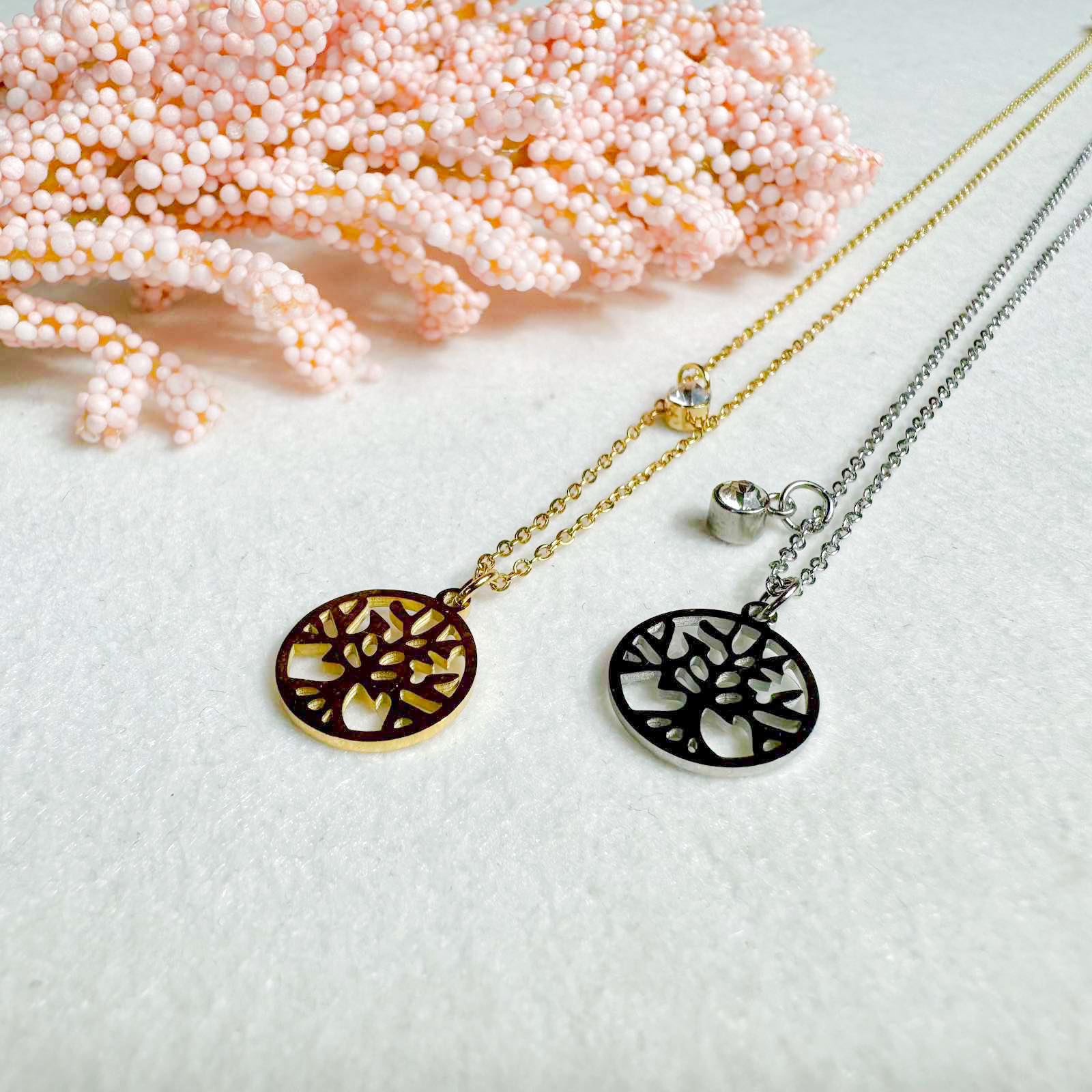 ΑΤΣΑΛΙΝΟ ΚΟΛΙΕ ΜΕ ΔΕΝΤΡΟ ΤΗΣ ΖΩΗΣ - IRBA NECKLACE( ΧΡΥΣΟ, ΑΣΗΜΙ)