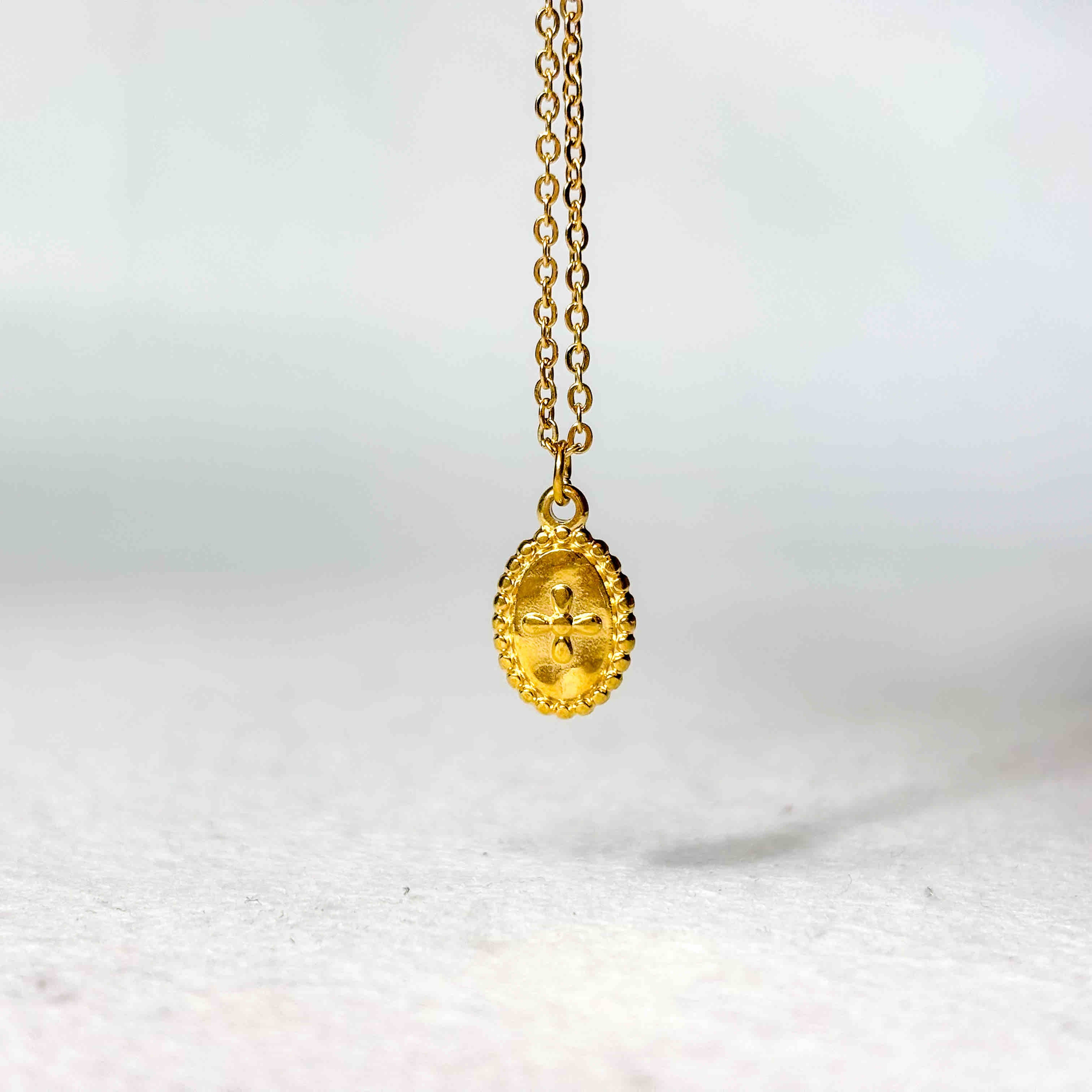 Ατσάλινο Κολιέ Με Σταυρό - Little Crossy Necklace (χρυσό, ασημί)