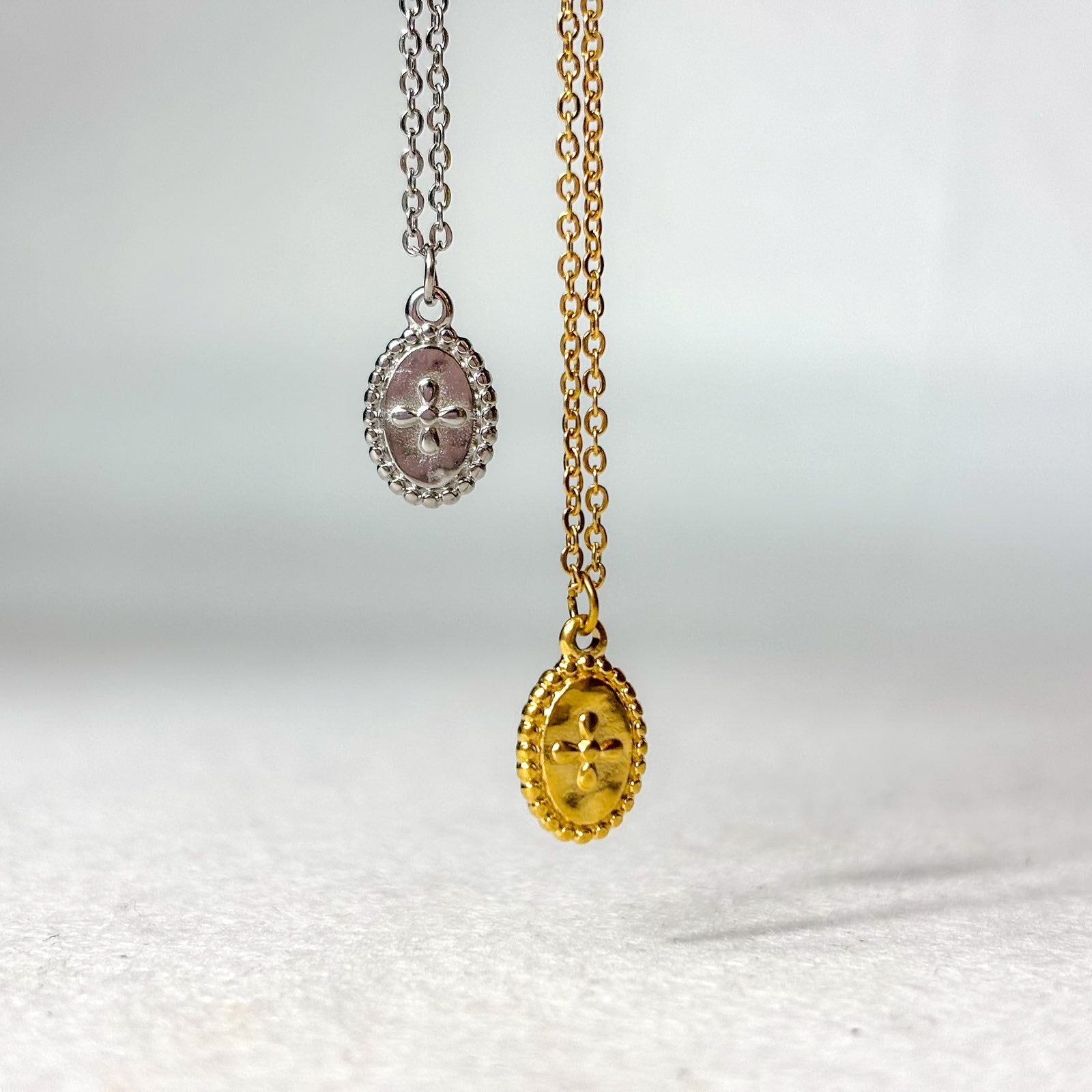 Ατσάλινο Κολιέ Με Σταυρό - Little Crossy Necklace (χρυσό, ασημί)