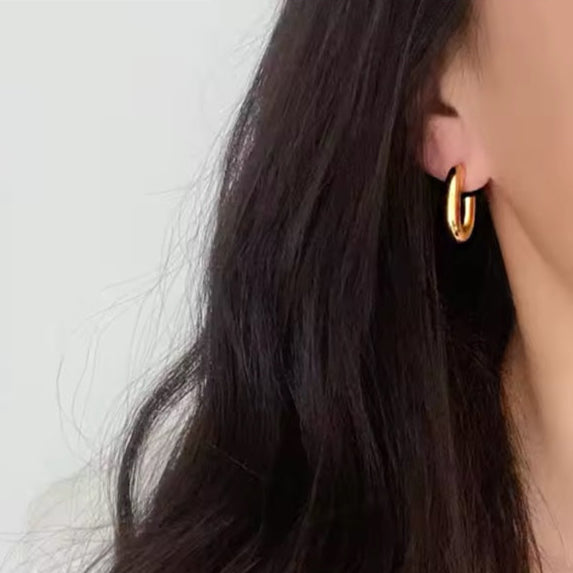 Ατσάλινα Σκουλαρίκια Κρίκοι - MOTRIL Earrings ( χρυσό, ασημί)