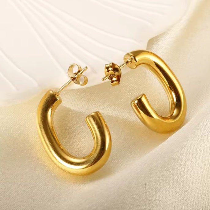 Ατσάλινα Σκουλαρίκια Κρίκοι - MOTRIL Earrings ( χρυσό, ασημί)