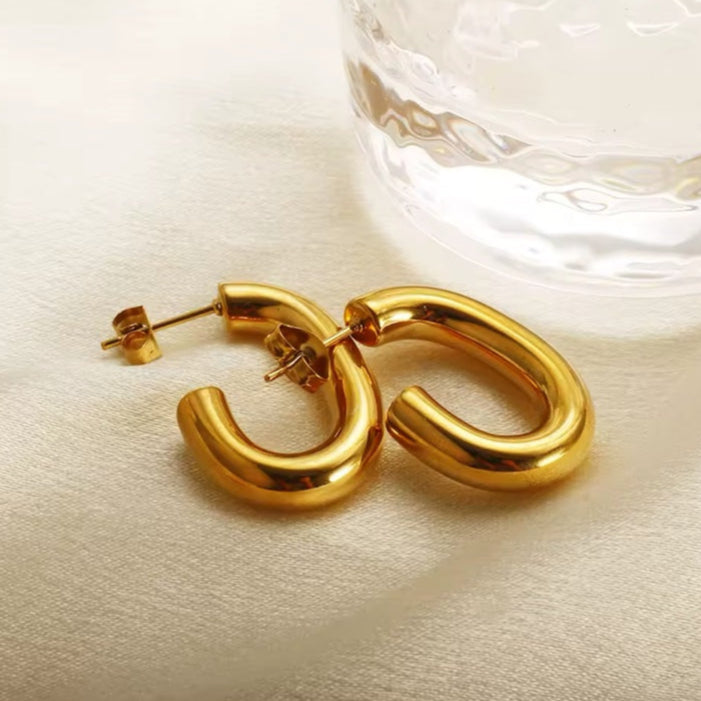 Ατσάλινα Σκουλαρίκια Κρίκοι - MOTRIL Earrings ( χρυσό, ασημί)