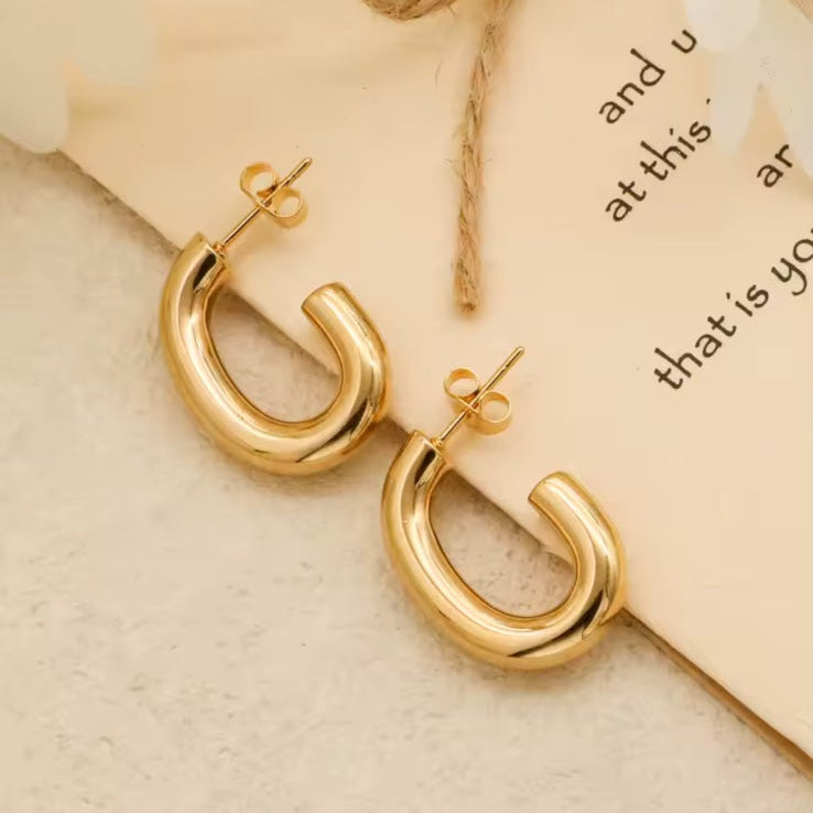 Ατσάλινα Σκουλαρίκια Κρίκοι - MOTRIL Earrings ( χρυσό, ασημί)