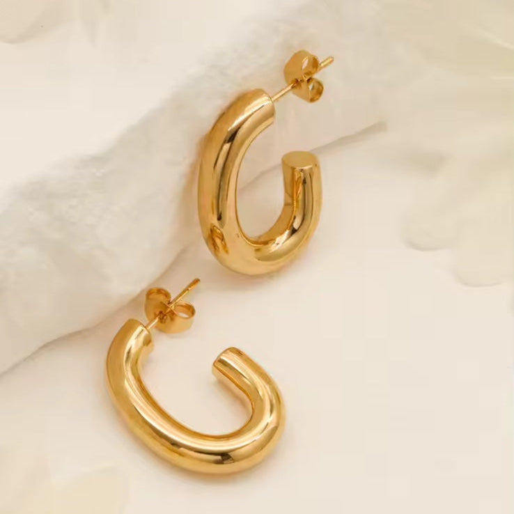 Ατσάλινα Σκουλαρίκια Κρίκοι - MOTRIL Earrings ( χρυσό, ασημί)