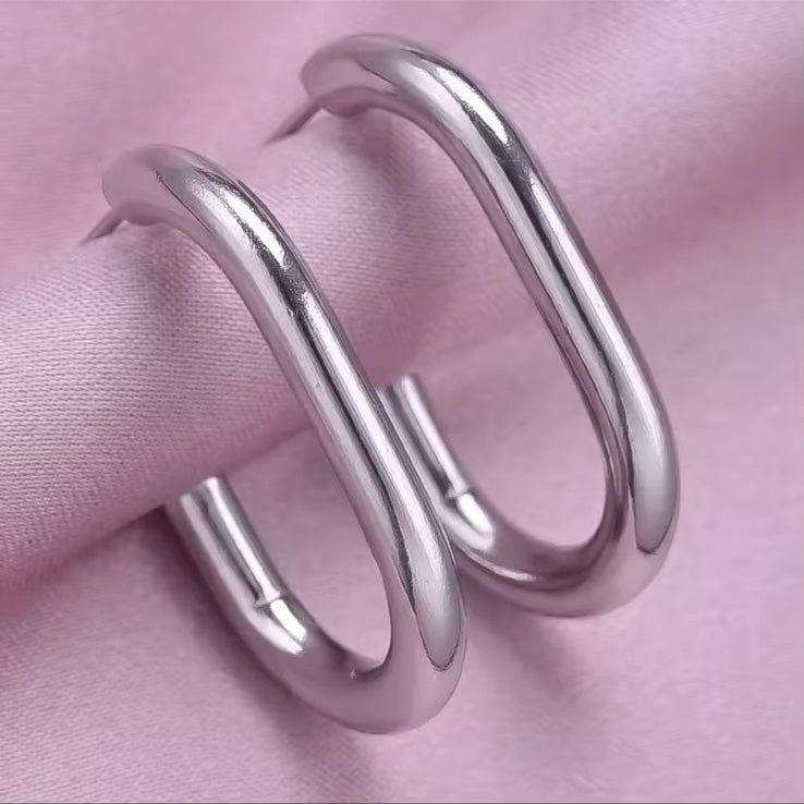 Ατσάλινα Σκουλαρίκια Κρίκοι - MOTRIL Earrings ( χρυσό, ασημί)