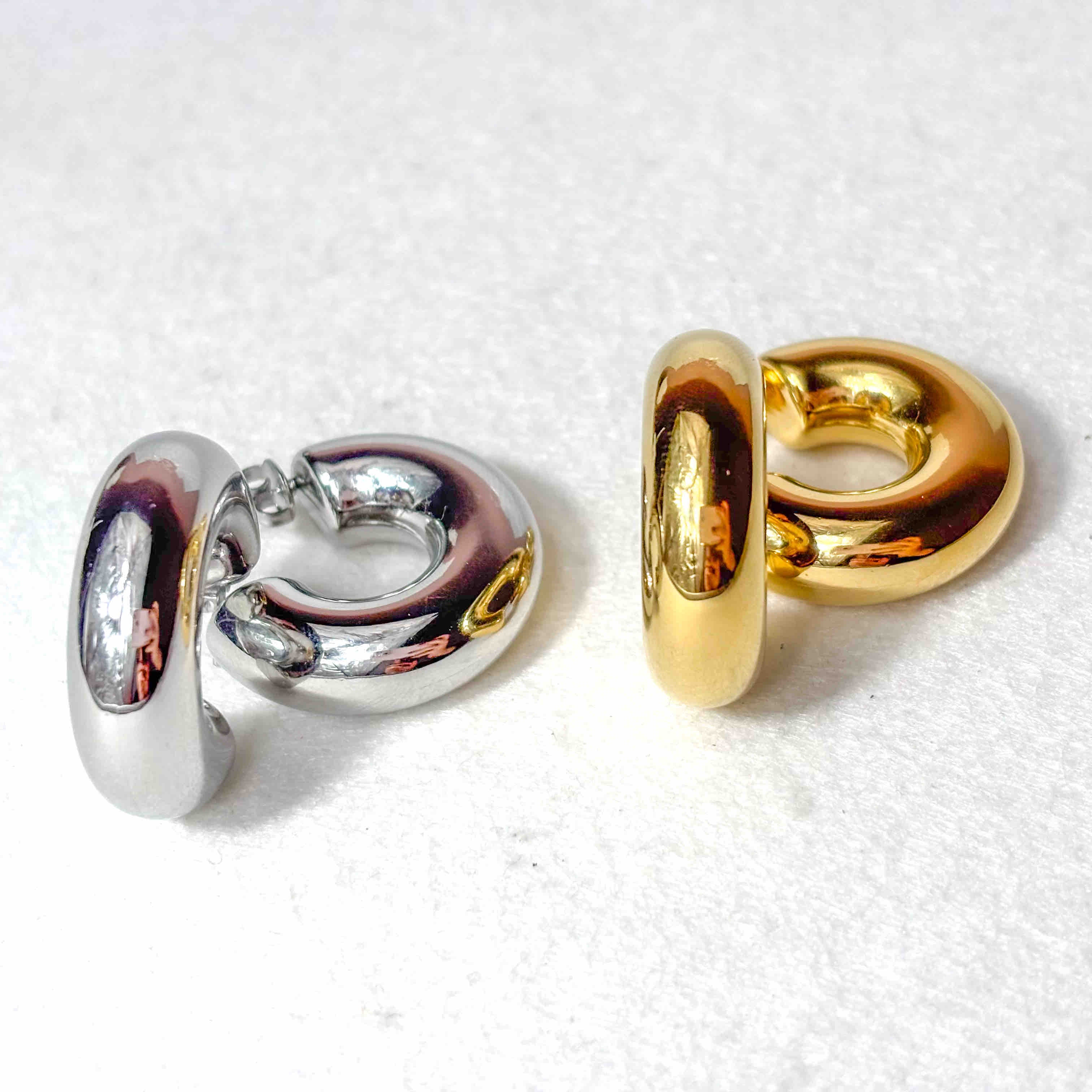 Ατσάλινα Σκουλαρίκια Κρίκοι - Cuina Earrings ( χρυσό, ασημί)