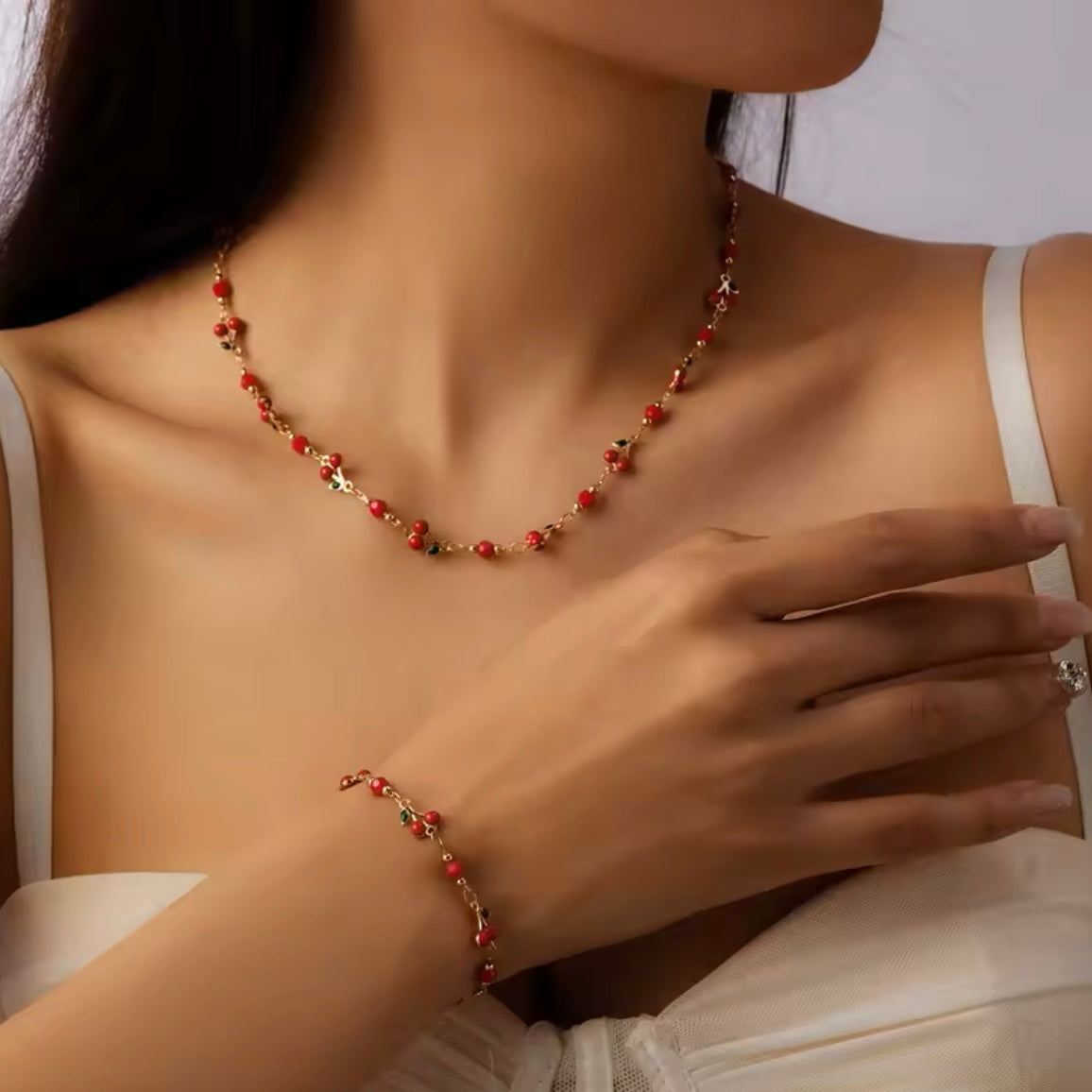 Ατσάλινο Γυναικείο Βραχιόλι - LIttle cherries bracelet