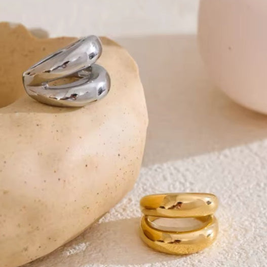 Γυναικείο Ατσάλινο Δαχτυλίδι - Carlow Ring (χρυσό, ασημί)
