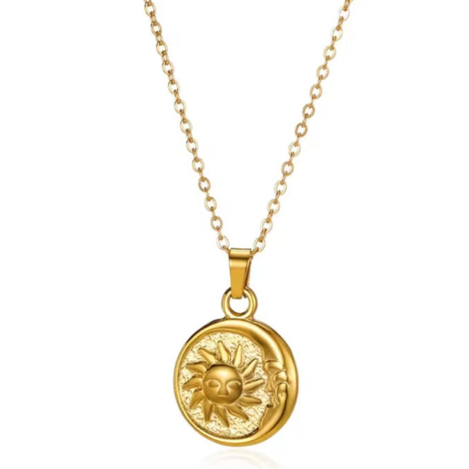 Γυναικείο Ατσάλινο Κολιέ - SunMoon Necklace (χρυσό, ασημί)