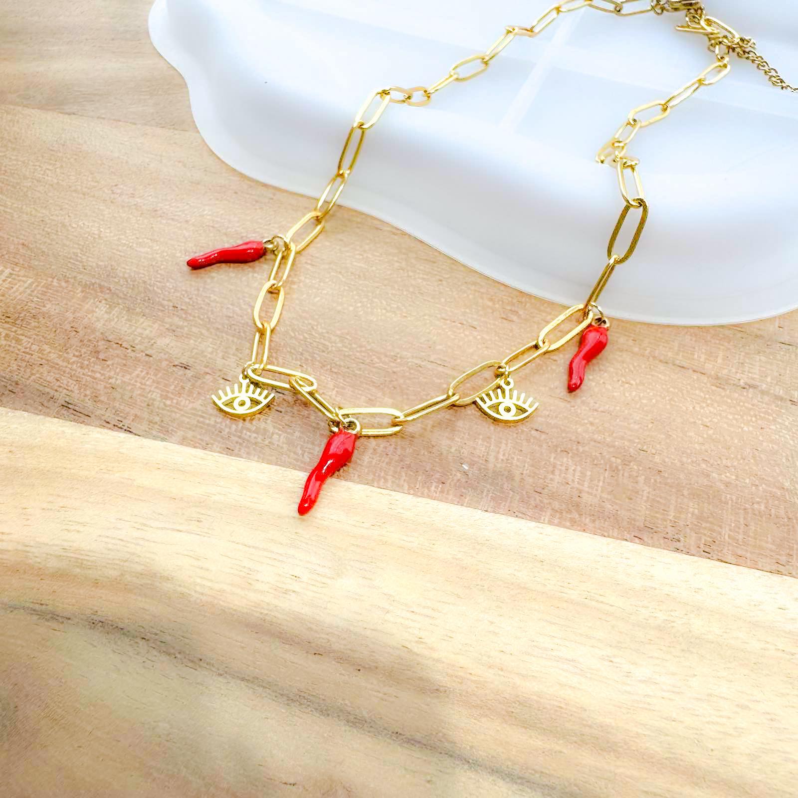 Ατσάλινο Κολιέ - Red Peppers Necklace