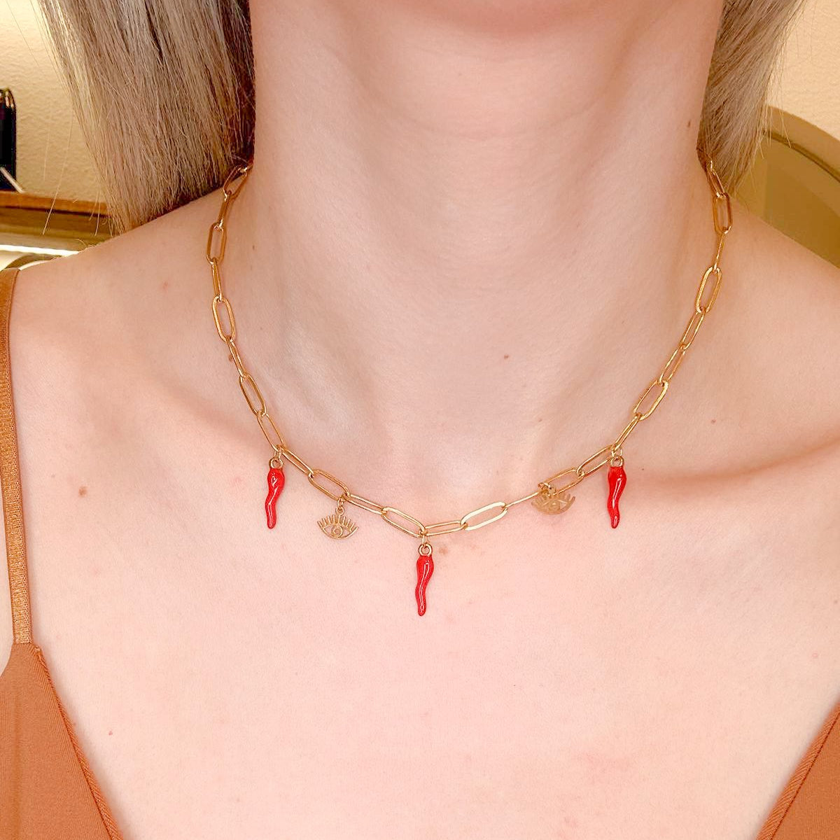 Ατσάλινο Κολιέ - Red Peppers Necklace