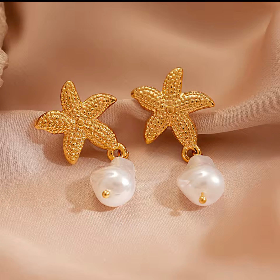 Γυναικεία Ατσάλινα Σκουλαρίκια - Asterias Pearl Earrings