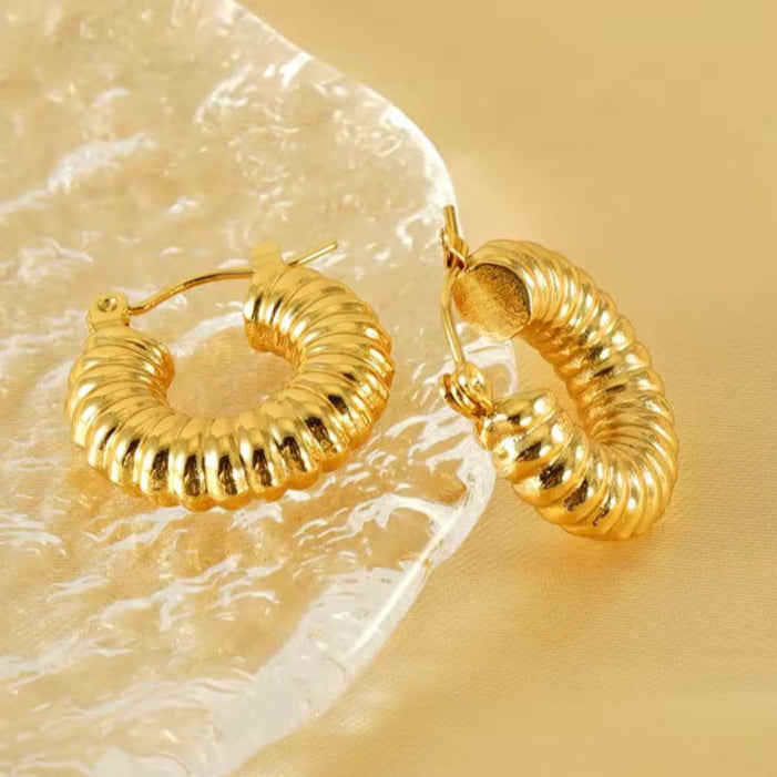 Γυναικεία Ατσάλινα Σκουλαρίκια Κρίκοι - Qatia Earrings (χρυσό, ασημί)