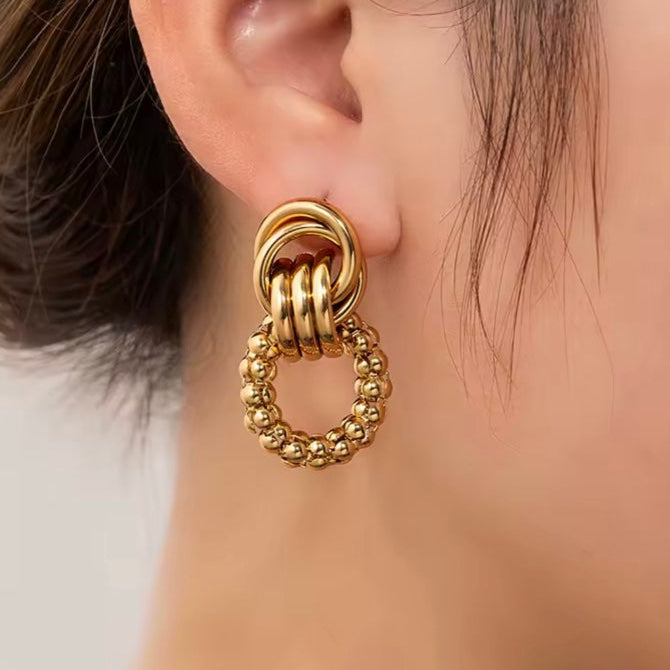 Γυναικεία Ατσάλινα Σκουλαρίκια - Chambo Earrings ( χρυσό, ασημί)