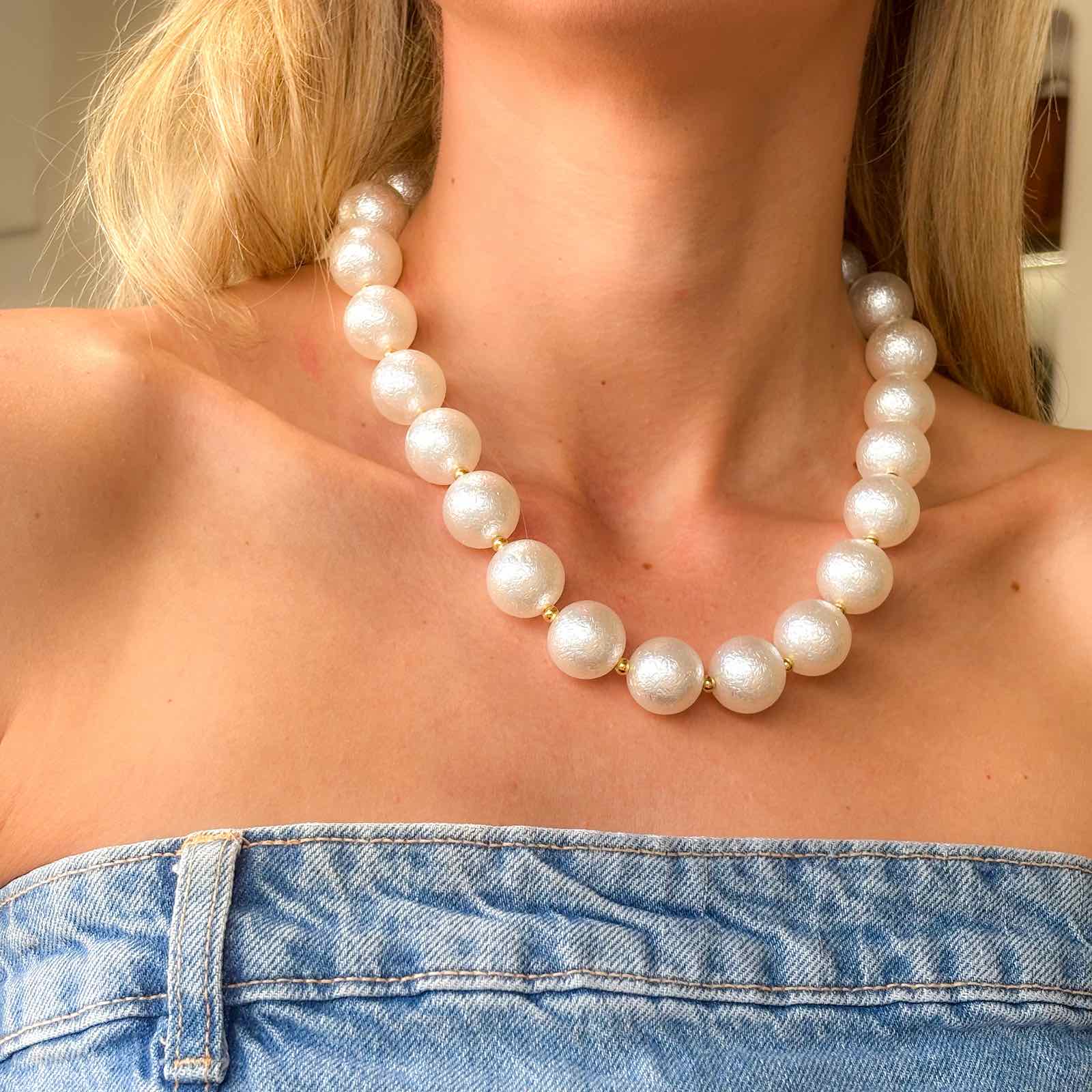 Ατσάλινο Κολιέ Με Πέρλες - Zegia Necklace