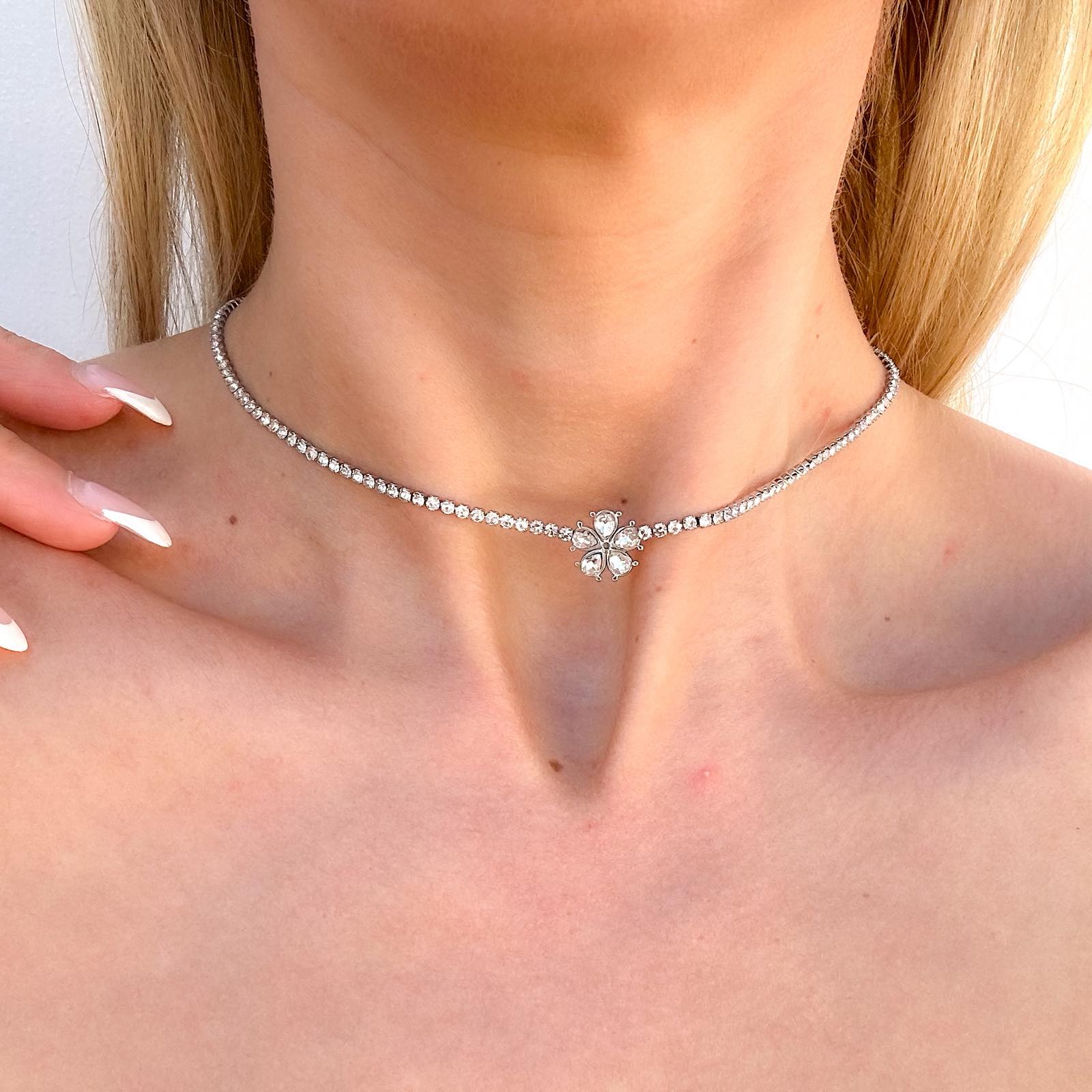 Ατσάλινο Κολιέ Ριβιέρα Με Ζιργκόν - Beder Necklace( και χρώματα)