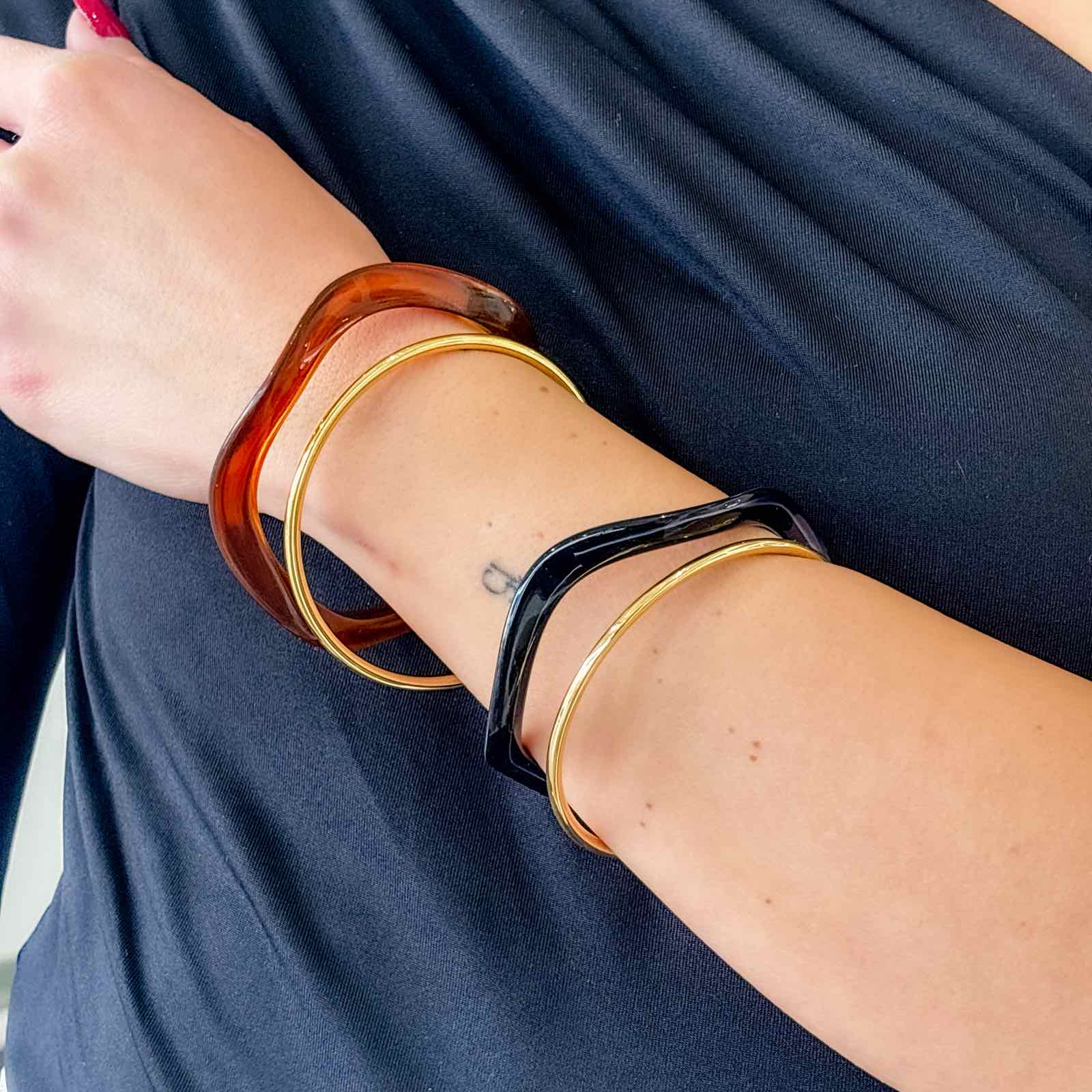 Σετ  Γυναικεία Ατσάλινα  Βραχιόλια - La Paz Bracelets (μαύρο, καφέ)