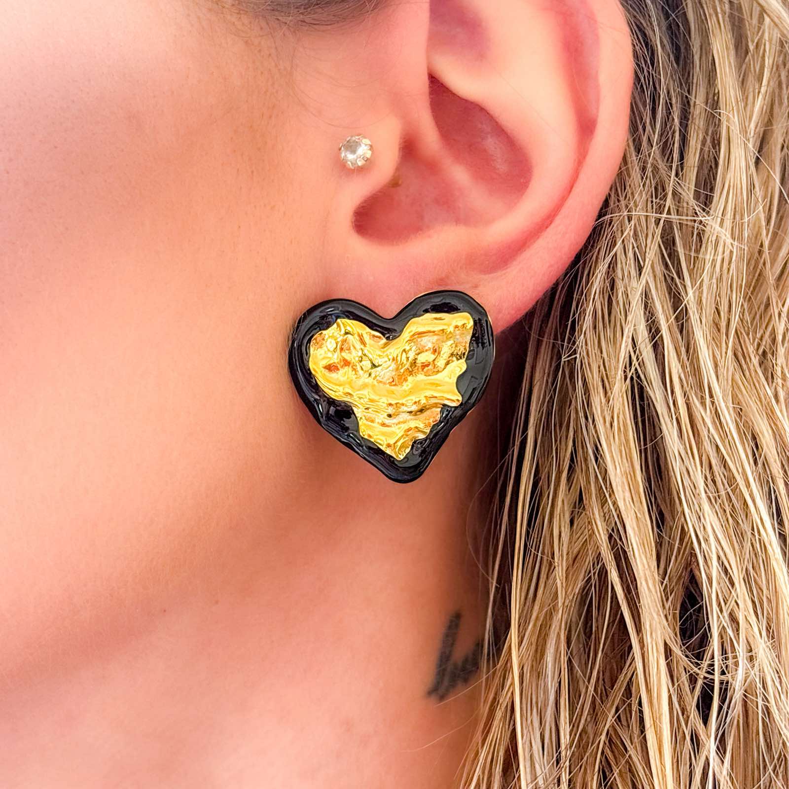 Γυναικεία Ατσάλινα Σκουλαρίκια - Toconao Earrings ( μαύρο, κόκκινο)