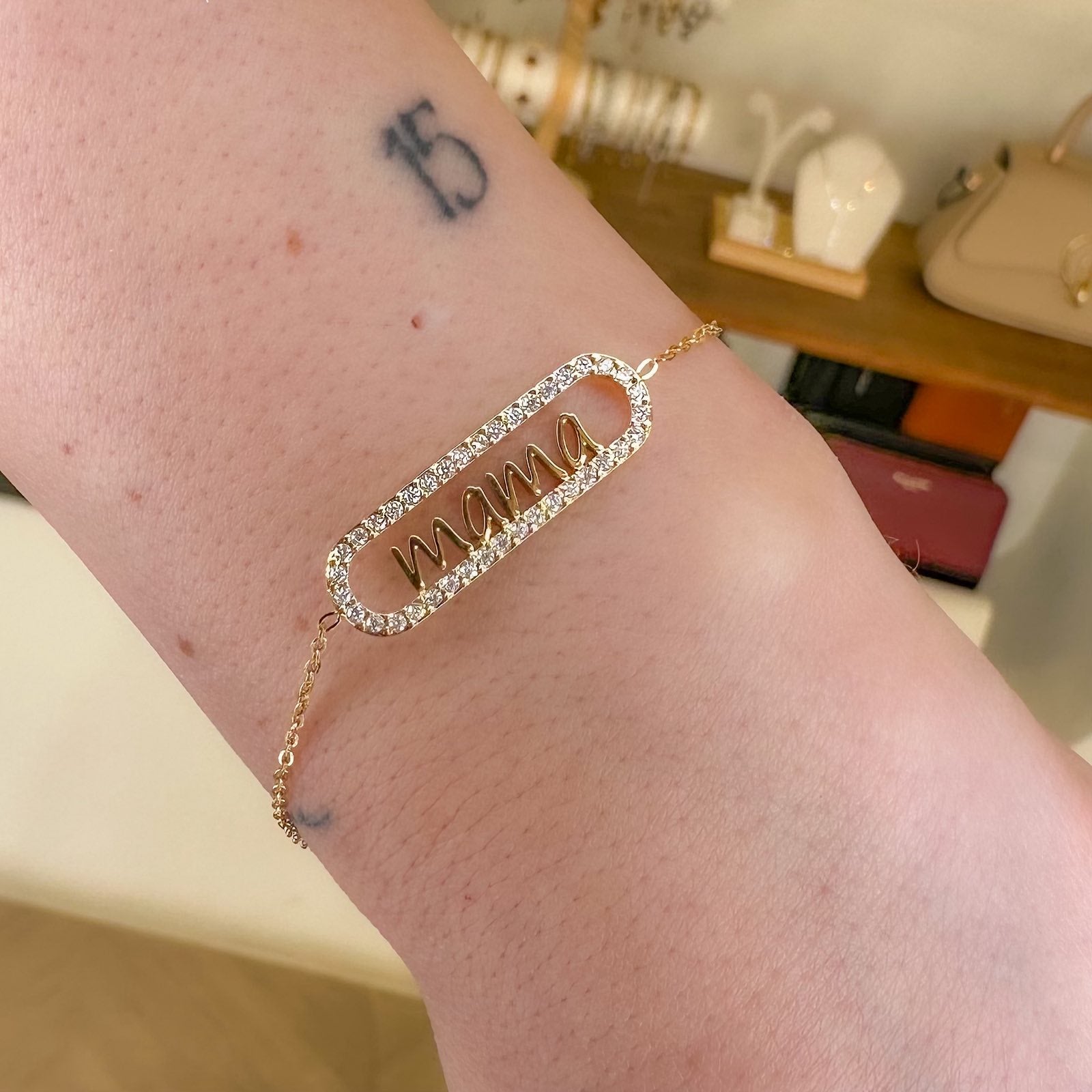 Γυναικείο Ατσάλινο Βραχιόλι - Strassy Mama Bracelet (χρυσό, ασημί)