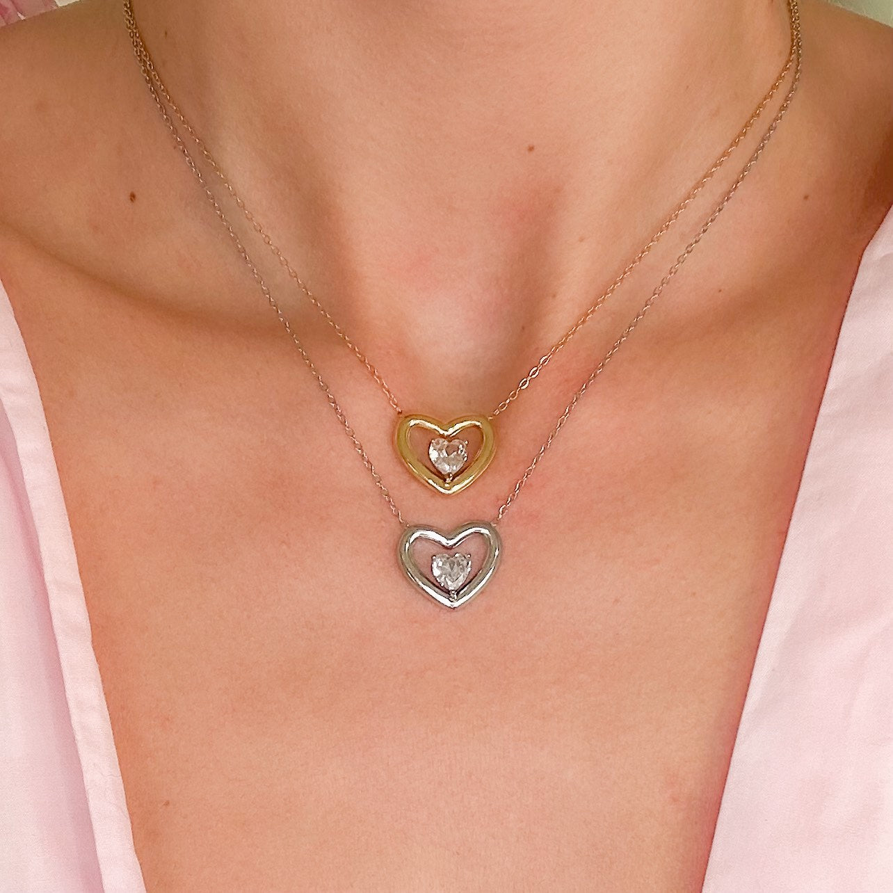 Γυναικείο Ατσάλινο Κολιέ Με Καρδιά - Brenas Necklace (χρυσό, ασημί)