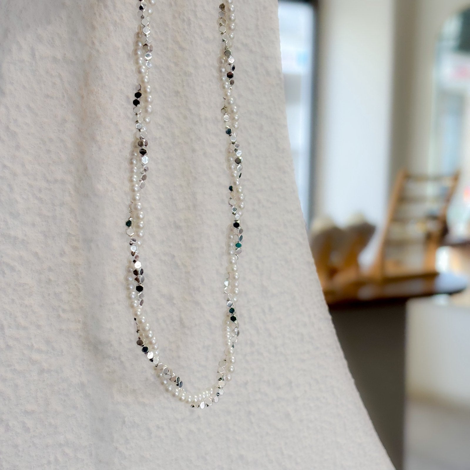 Ατσάλινο Κολιέ Με Πέρλες - Essaf Necklace