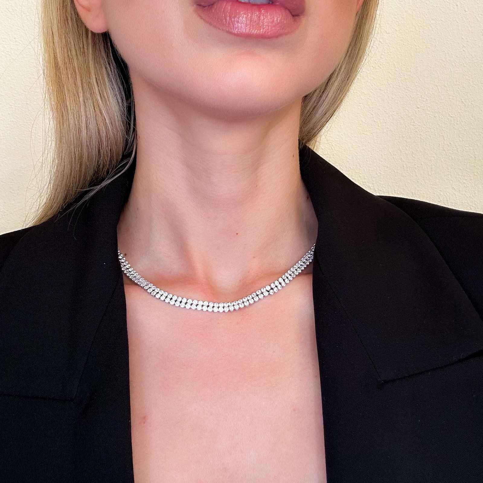 Ατσάλινο Κολιέ Ριβιέρα Με Ζιργκόν - Double Tennis Necklace