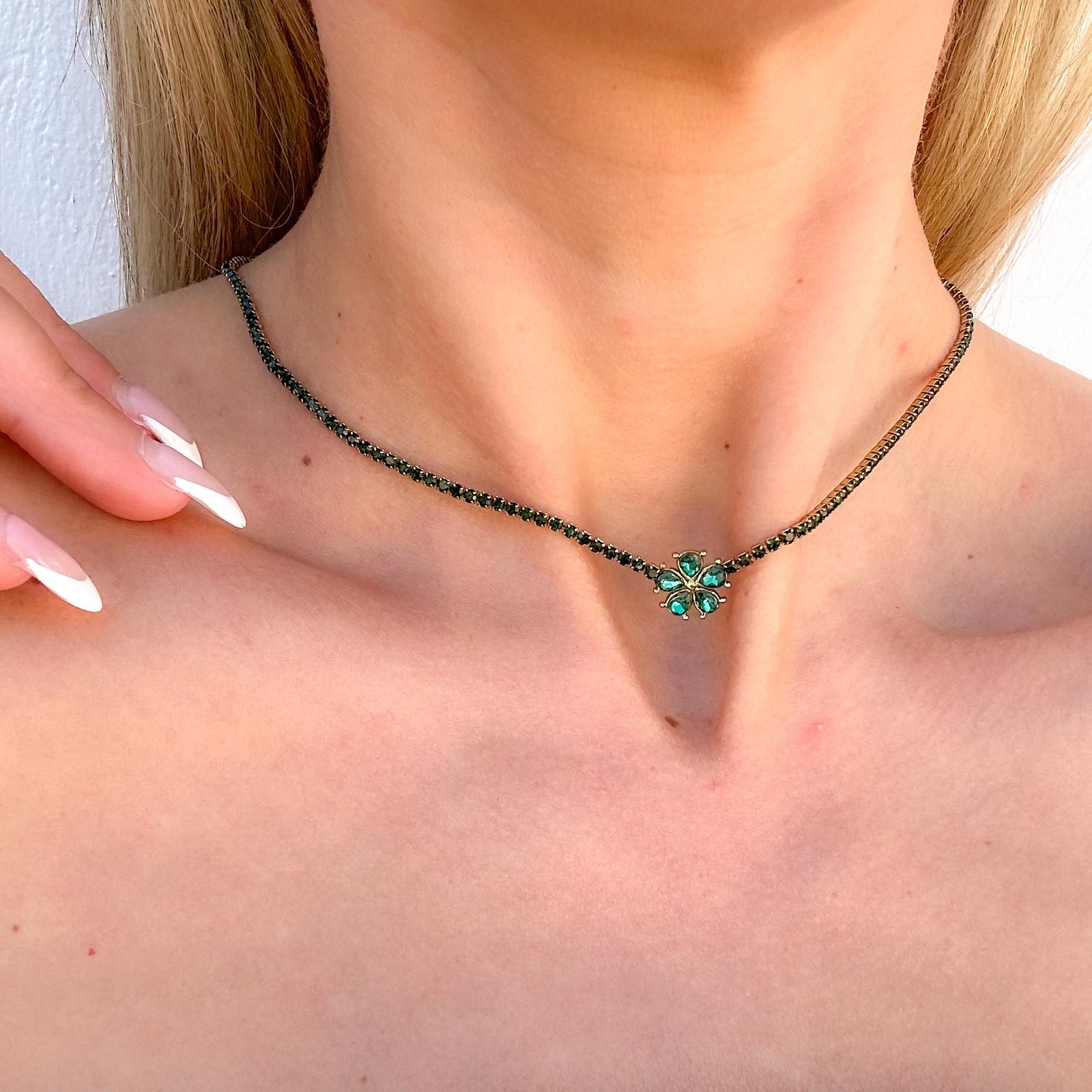 Ατσάλινο Κολιέ Ριβιέρα Με Ζιργκόν - Beder Necklace( και χρώματα)