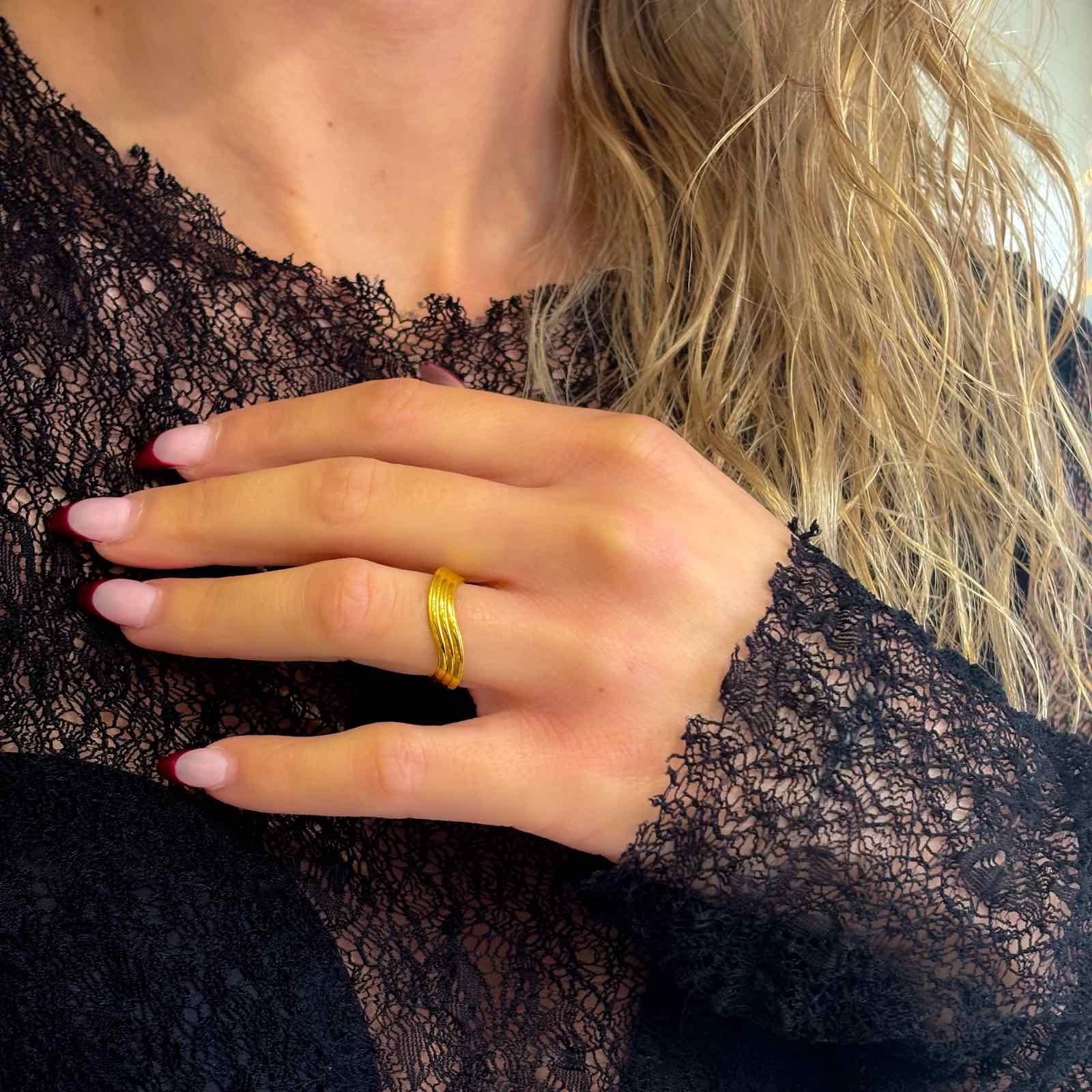 Γυναικείο Ατσάλινο Σεβαλιέ Δαχτυλίδι - Burro Ring ( χρυσό, ασημί)