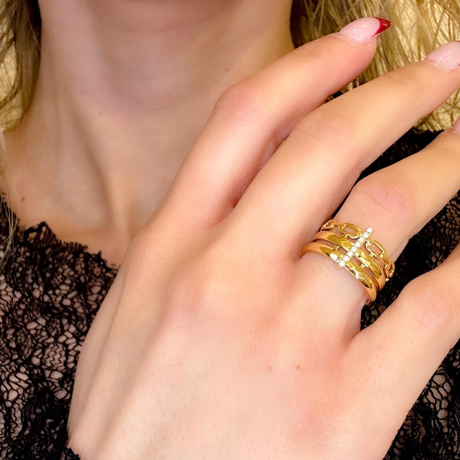 Γυναικείο Ατσάλινο Δαχτυλίδι - Peluca Ring ( χρυσό, ασημί)