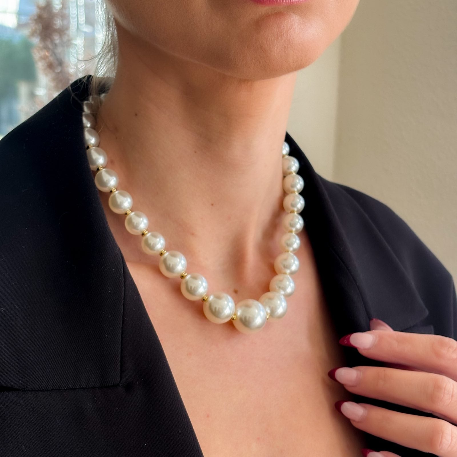 Ατσάλινο Κολιέ Με Πέρλες - Elly Necklace