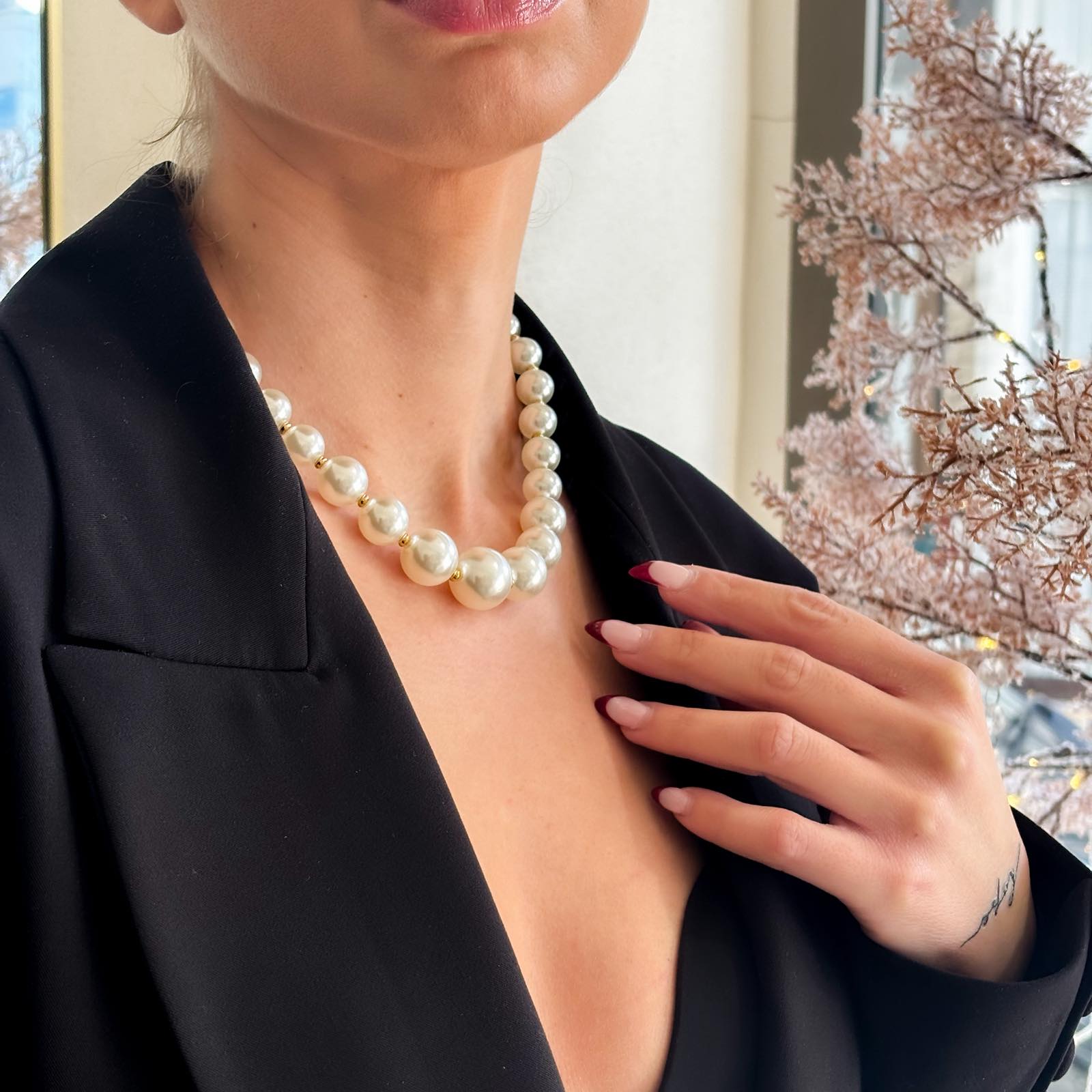 Ατσάλινο Κολιέ Με Πέρλες - Elly Necklace