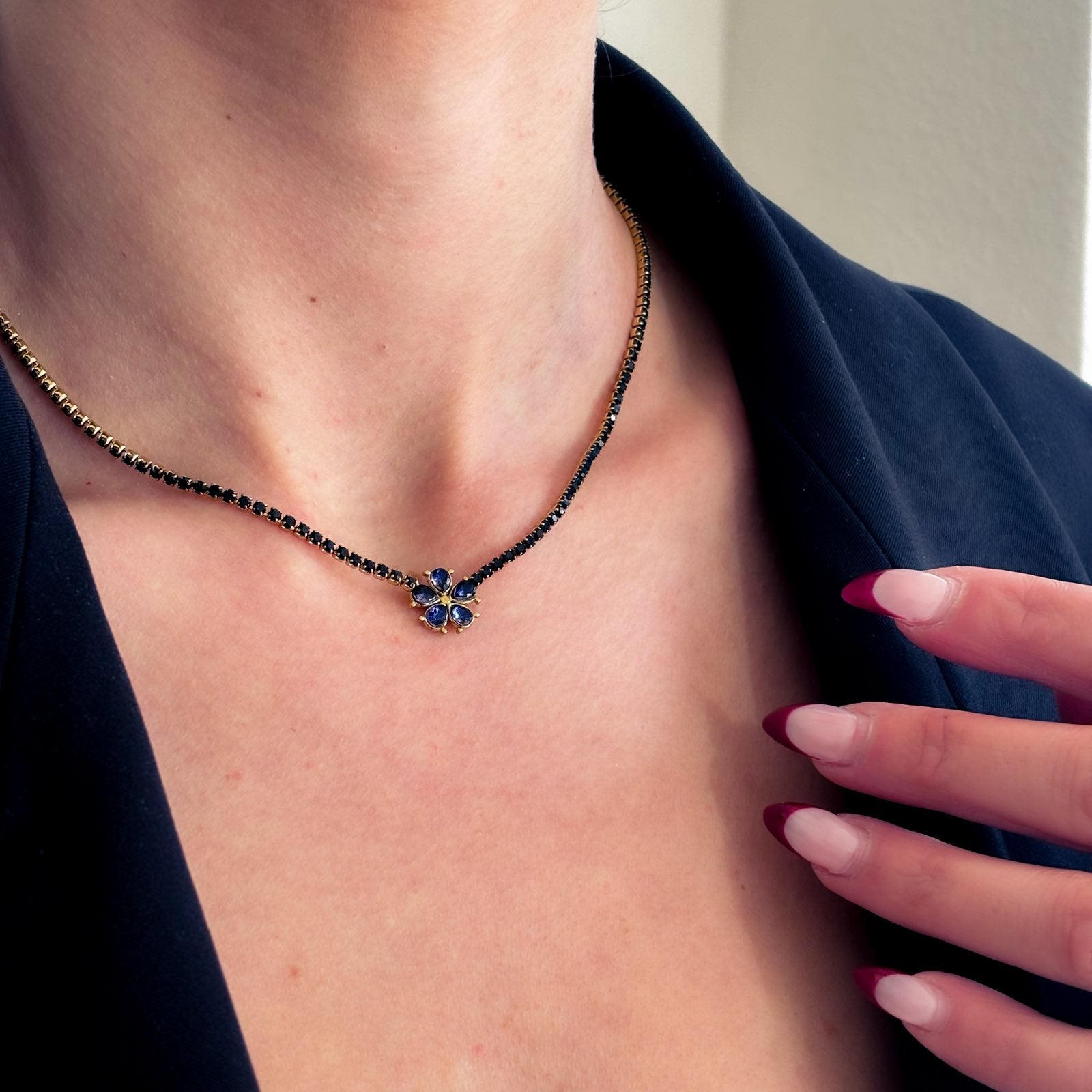 Ατσάλινο Κολιέ Ριβιέρα Με Ζιργκόν - Beder Necklace( και χρώματα)