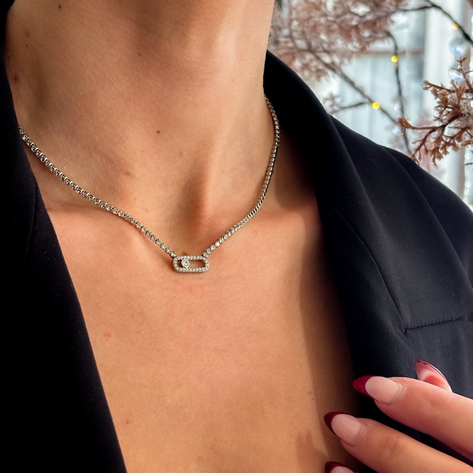 Ατσάλινο Κολιέ Με Ζιρκόν - Lamta Necklace ( χρυσό, ασημί)