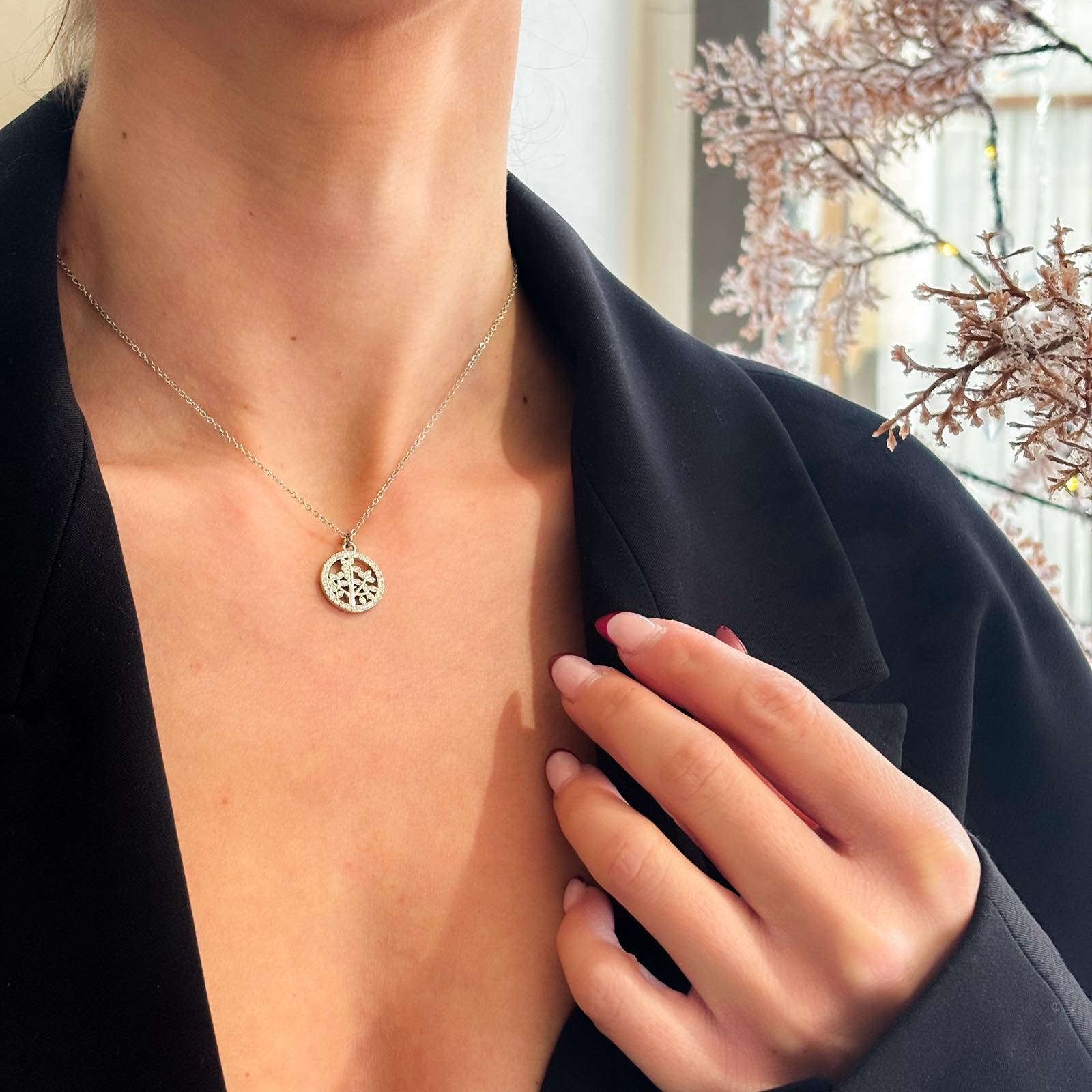 Γυναικείο Ατσάλινο Κολιέ Με Δέντρο Της Ζωής - Life Tree Strass Necklace