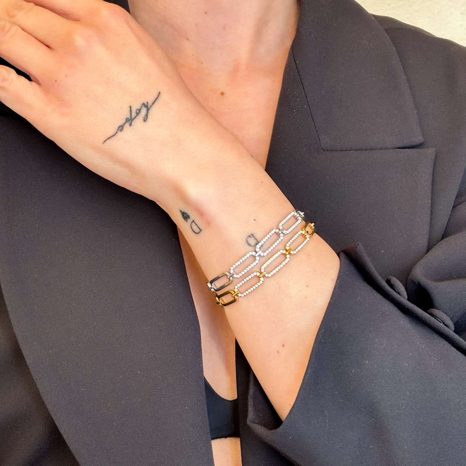 Γυναικείο Ατσάλινο Βραχιόλι Με Ζιρκόν - Lere Bracelet ( χρυσό, ασημί)